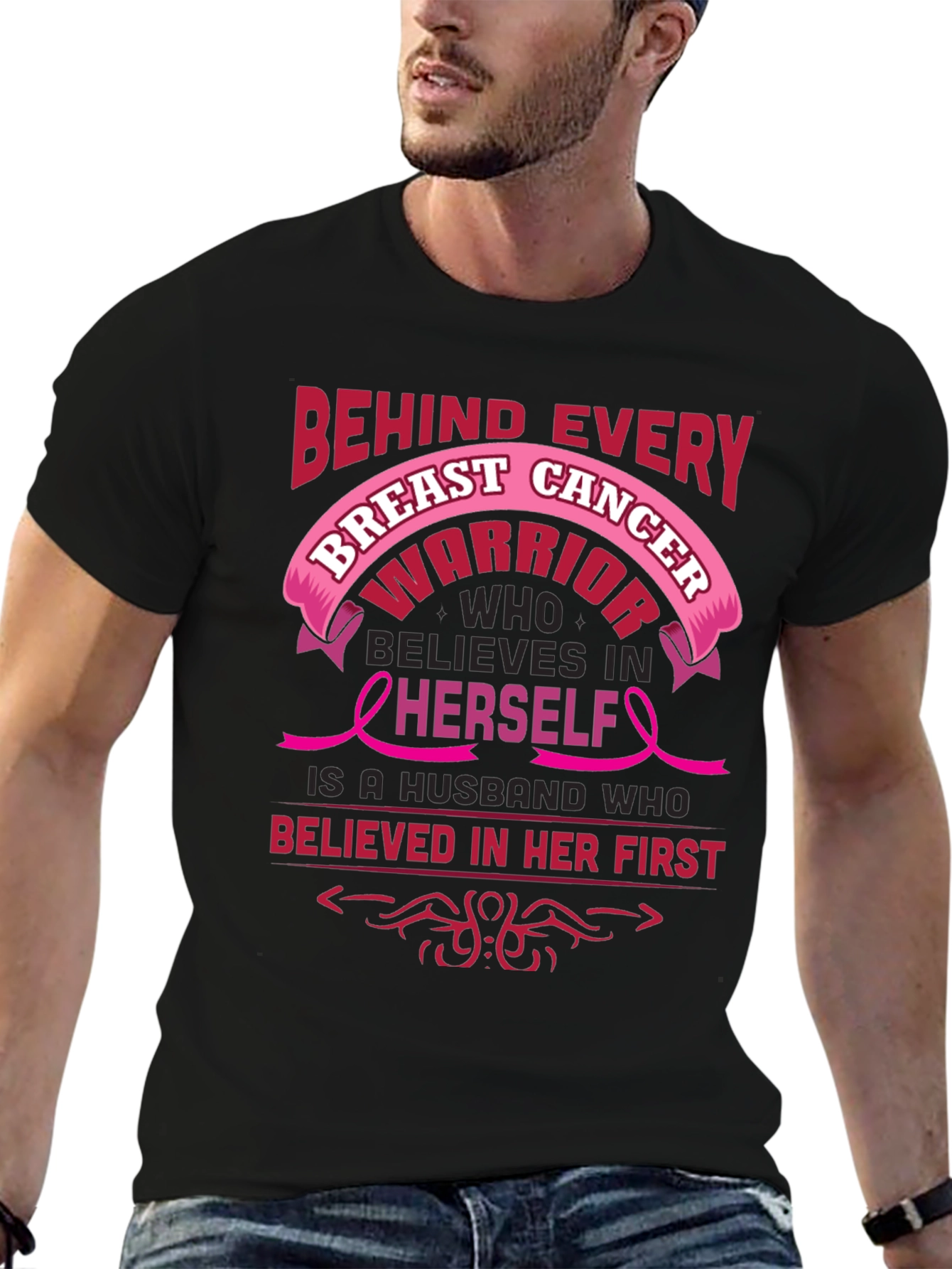 Breast Cancer Awareness Husband Warrior T-Shirt