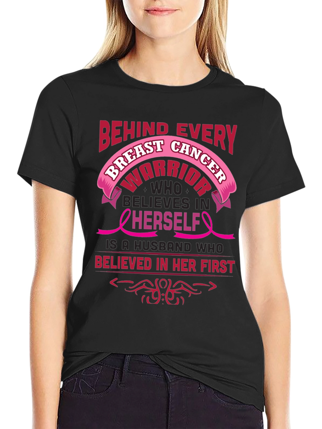 Breast Cancer Awareness Husband Warrior T-Shirt