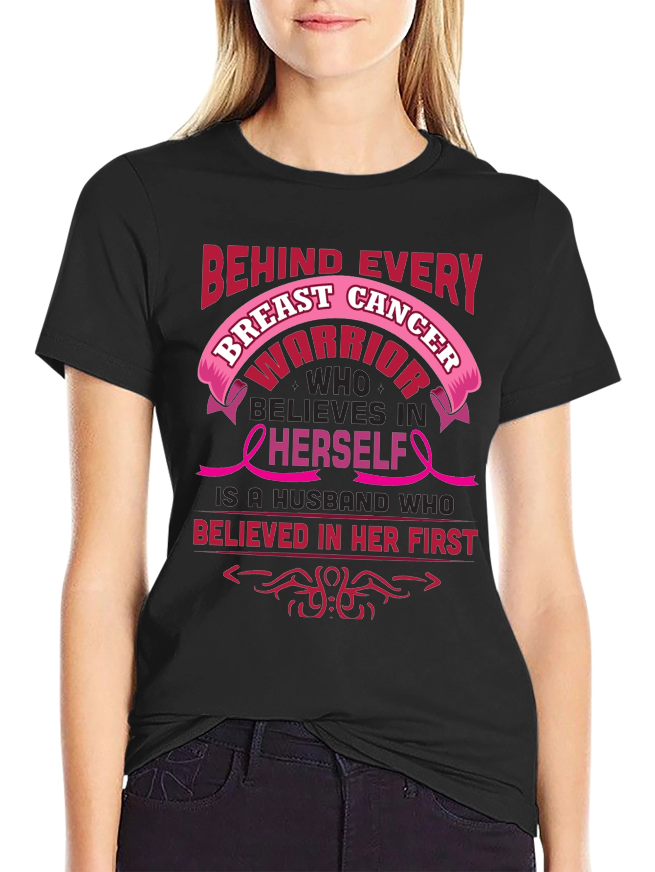 Breast Cancer Awareness Husband Warrior T-Shirt