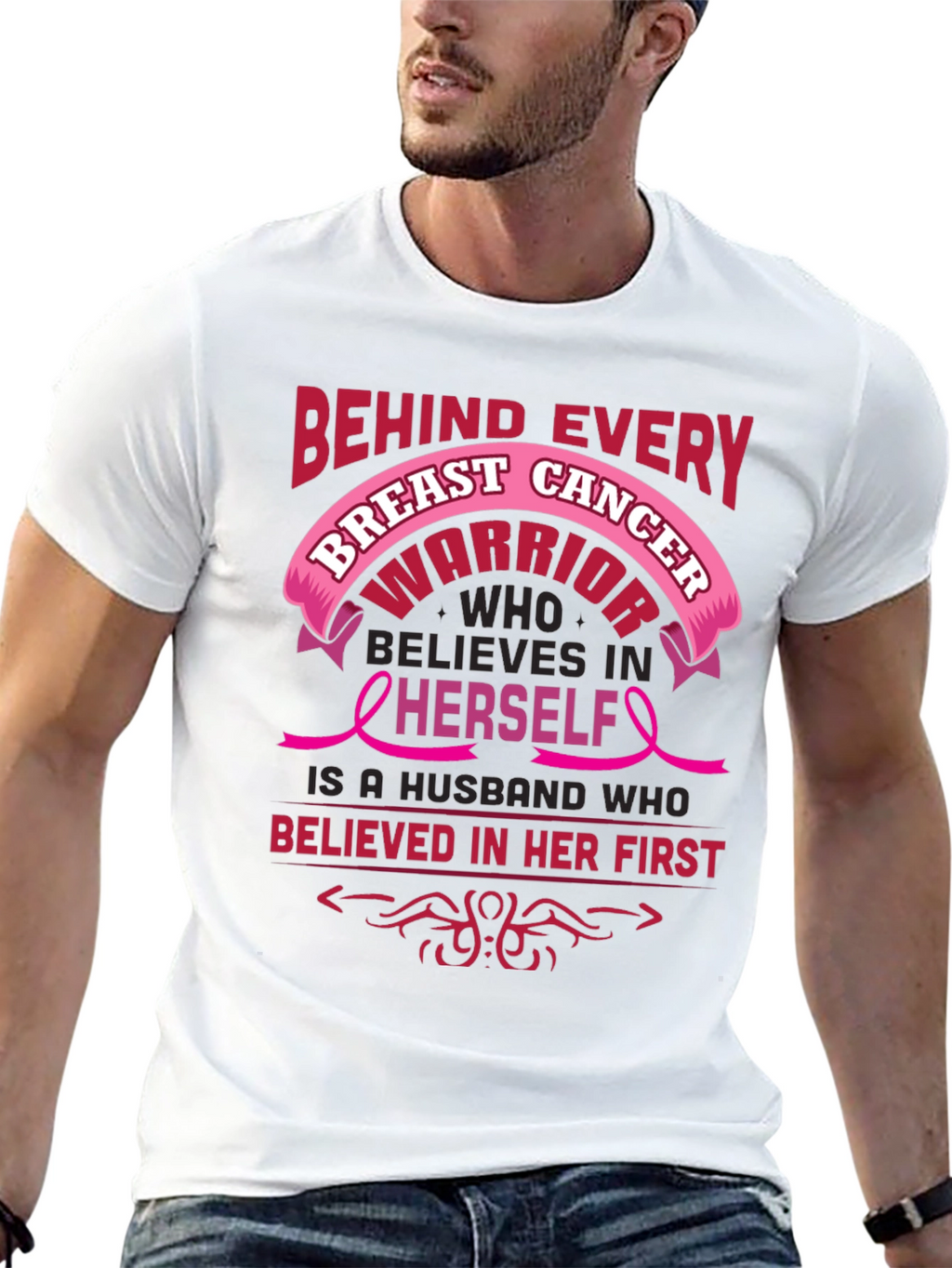 Breast Cancer Awareness Husband Warrior T-Shirt