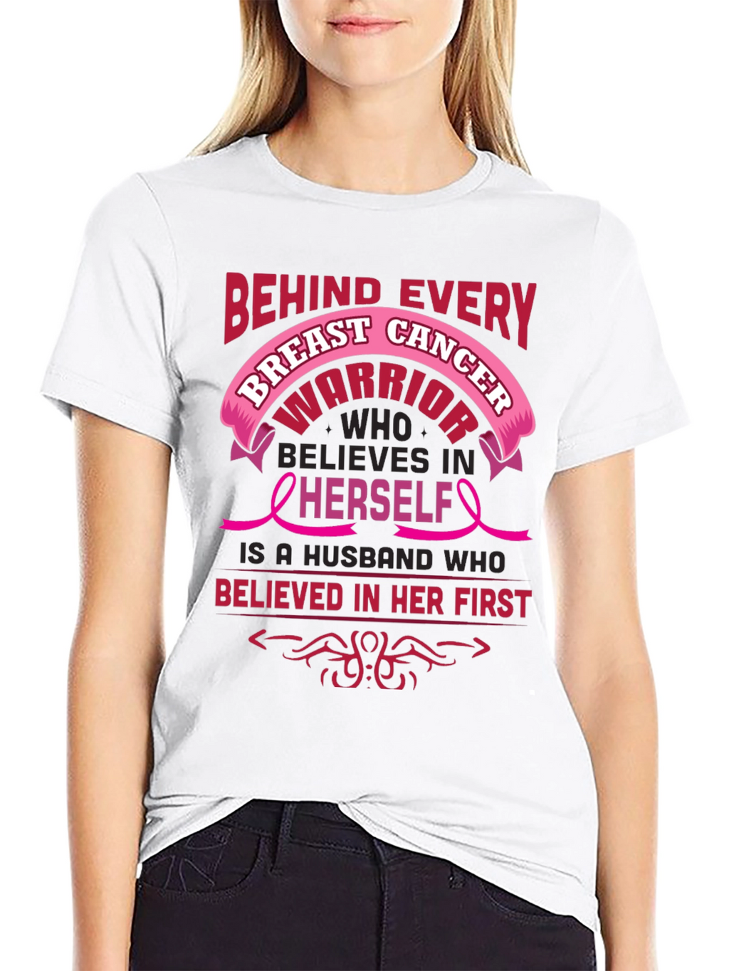Breast Cancer Awareness Husband Warrior T-Shirt