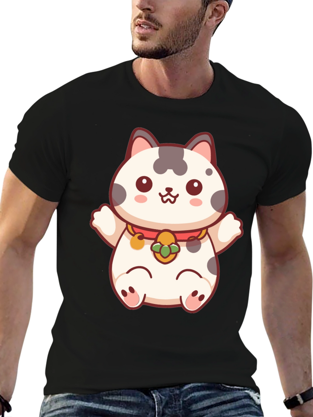 Lucky Cat T-Shirt - Kawaii Maneki Neko Design
