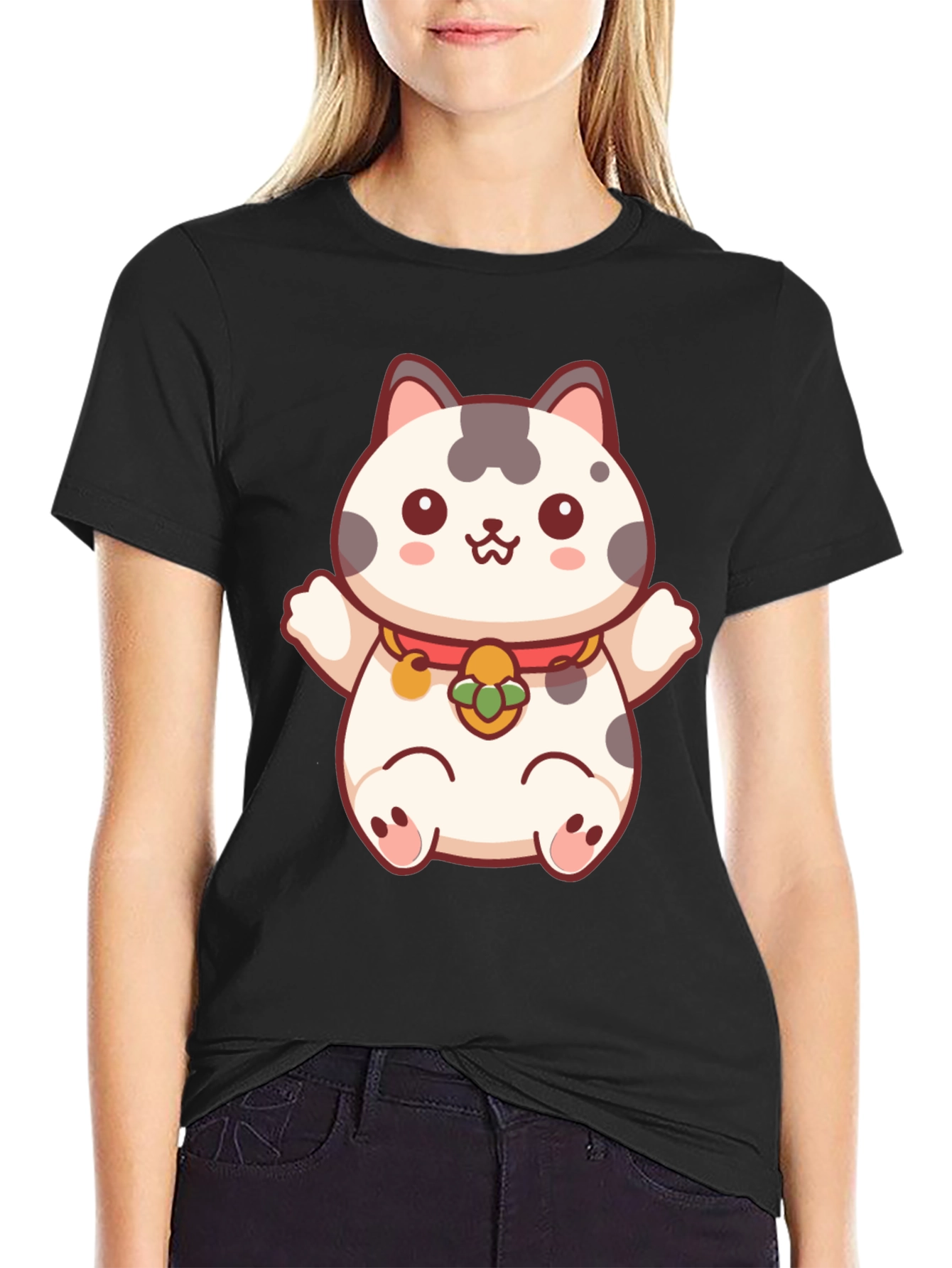 Lucky Cat T-Shirt - Kawaii Maneki Neko Design
