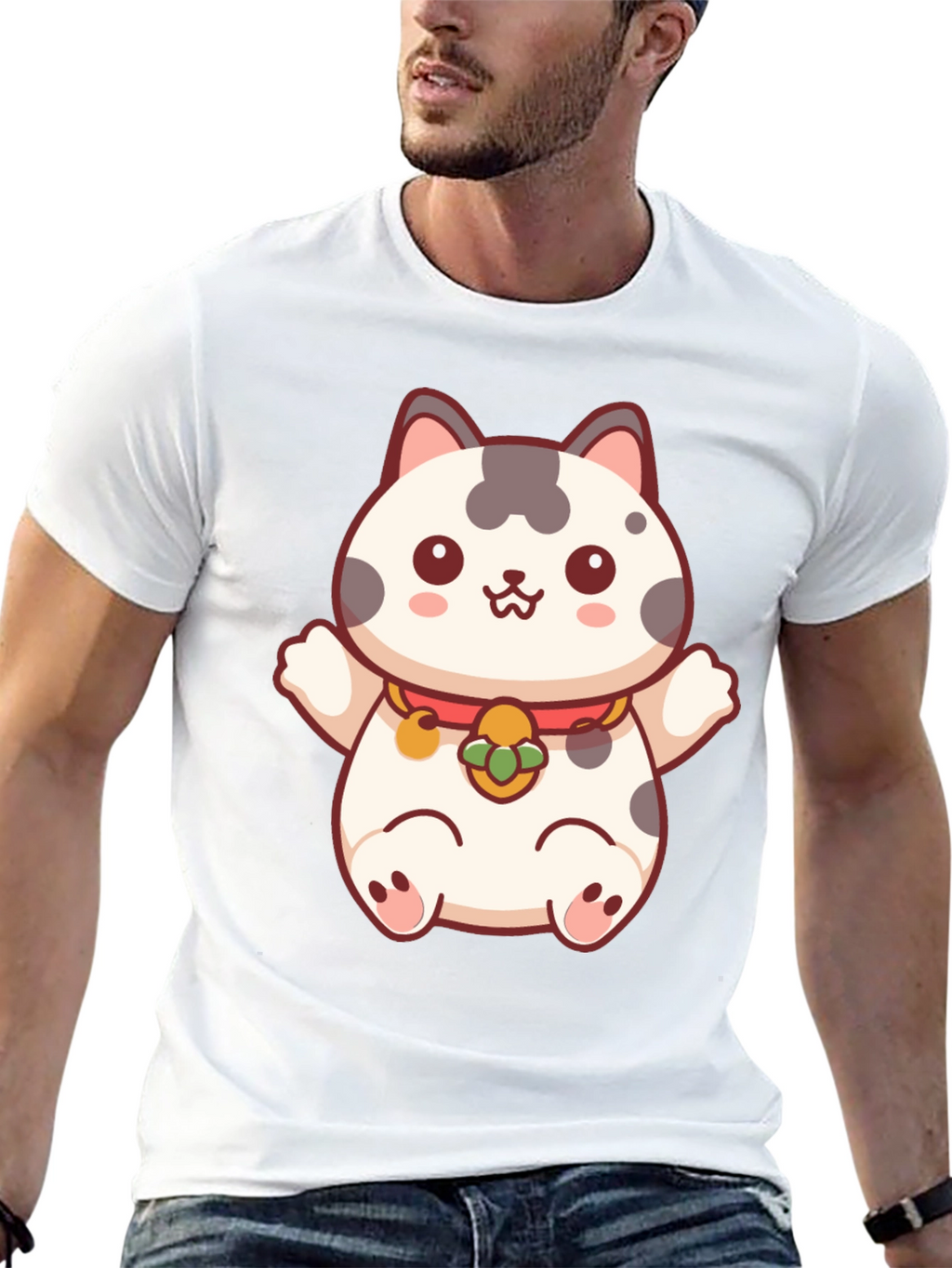 Lucky Cat T-Shirt - Kawaii Maneki Neko Design