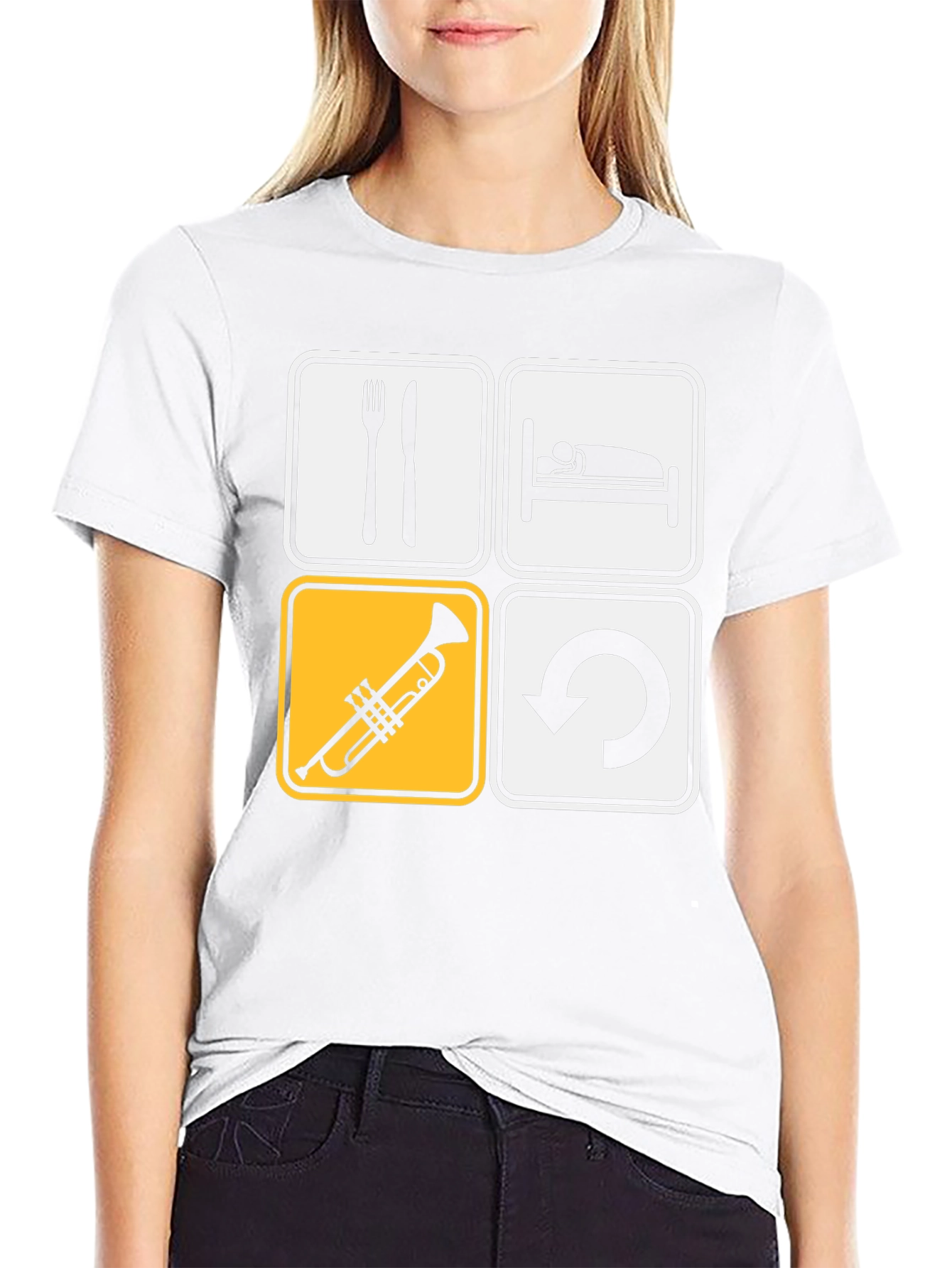 Eat Sleep Trumpet Repeat Black T-Shirt
