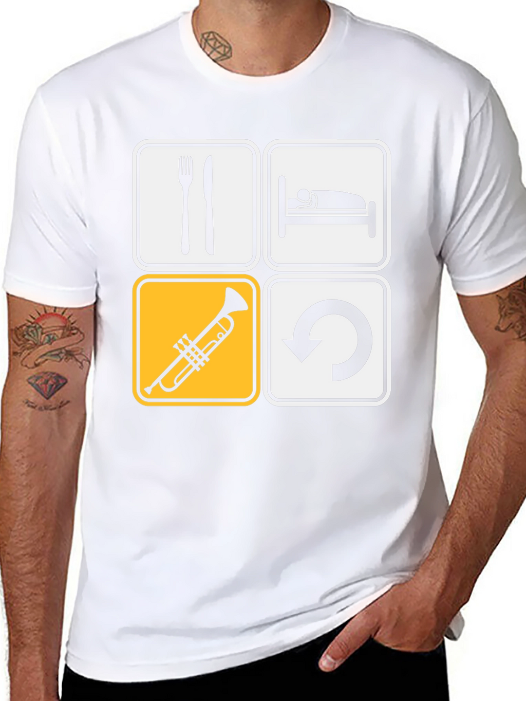 Eat Sleep Trumpet Repeat Black T-Shirt