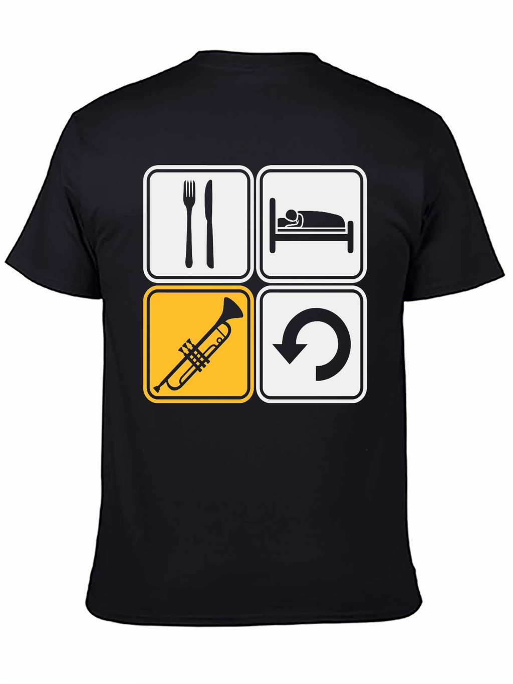 Eat Sleep Trumpet Repeat Black T-Shirt