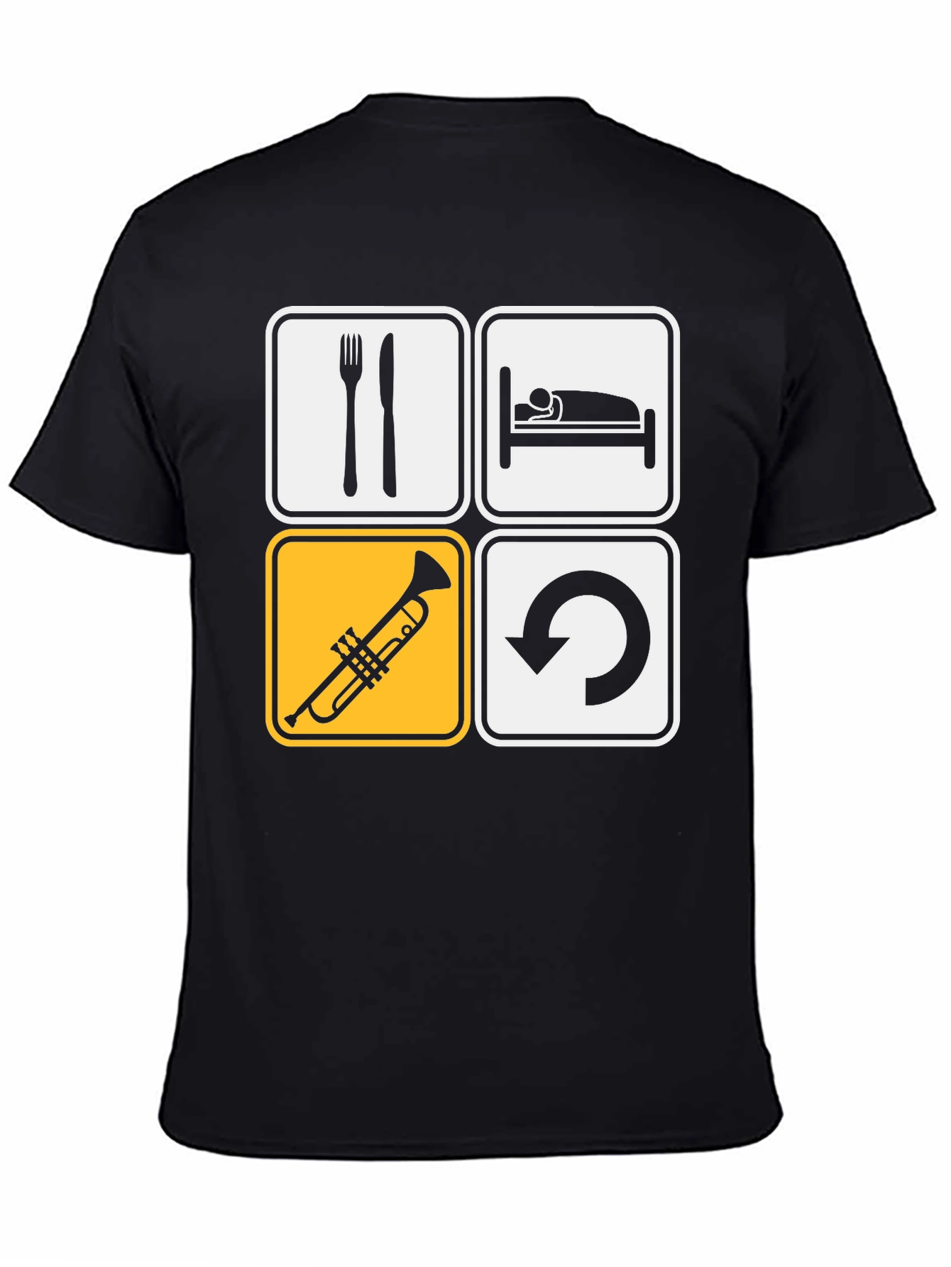 Eat Sleep Trumpet Repeat Black T-Shirt