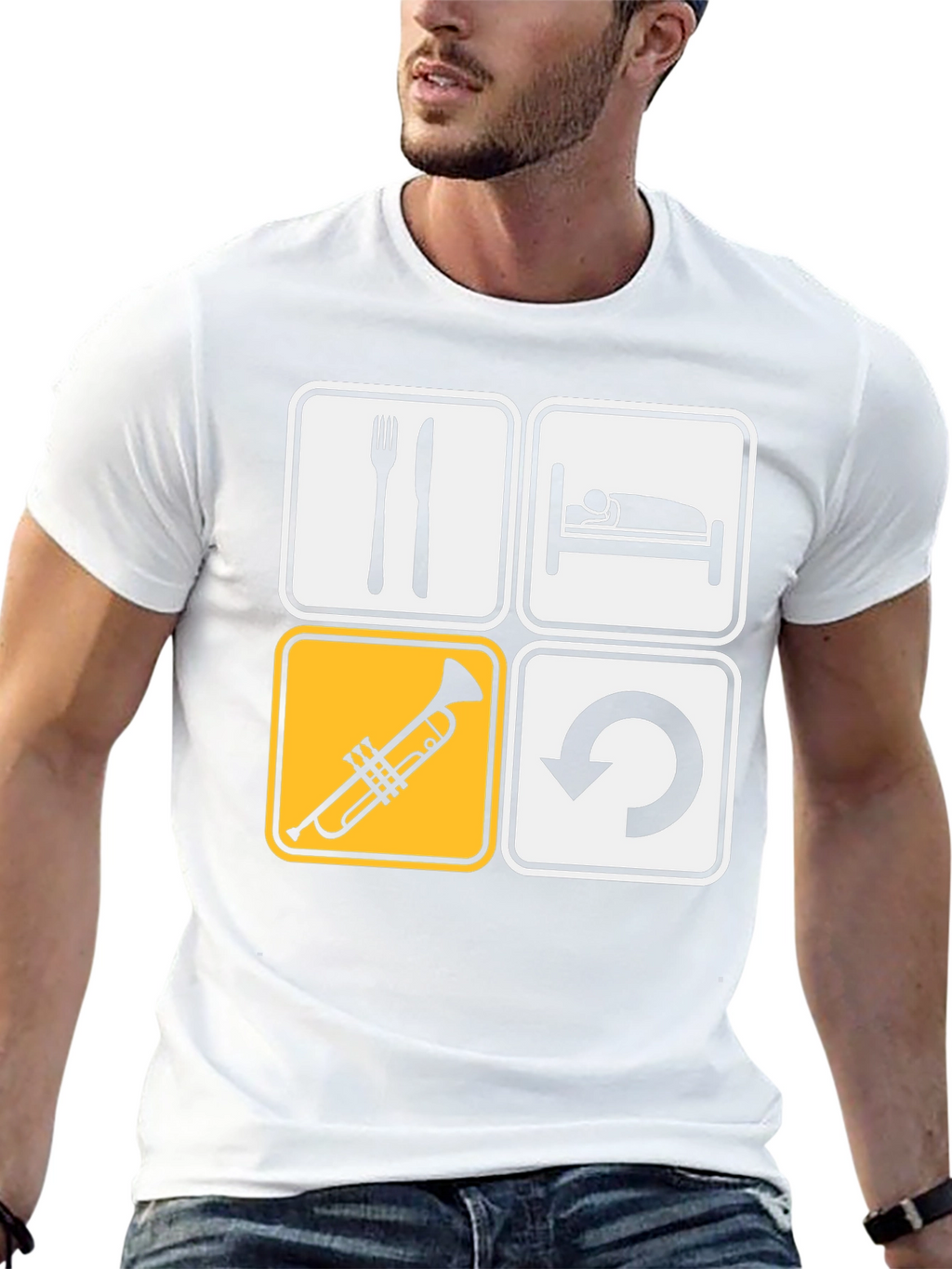 Eat Sleep Trumpet Repeat Black T-Shirt