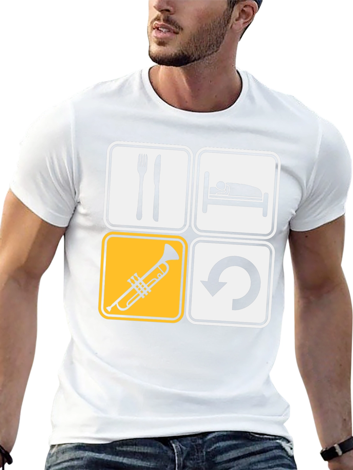Eat Sleep Trumpet Repeat Black T-Shirt