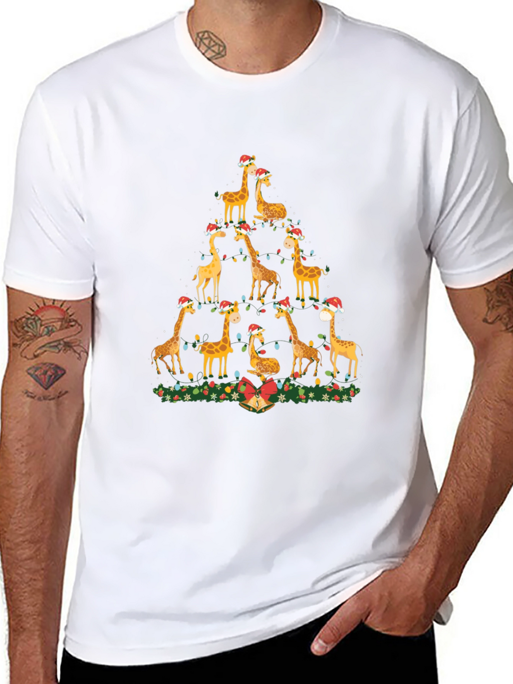Festive Giraffe Christmas Tree T-Shirt