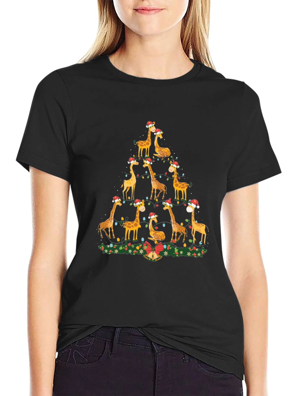 Festive Giraffe Christmas Tree T-Shirt