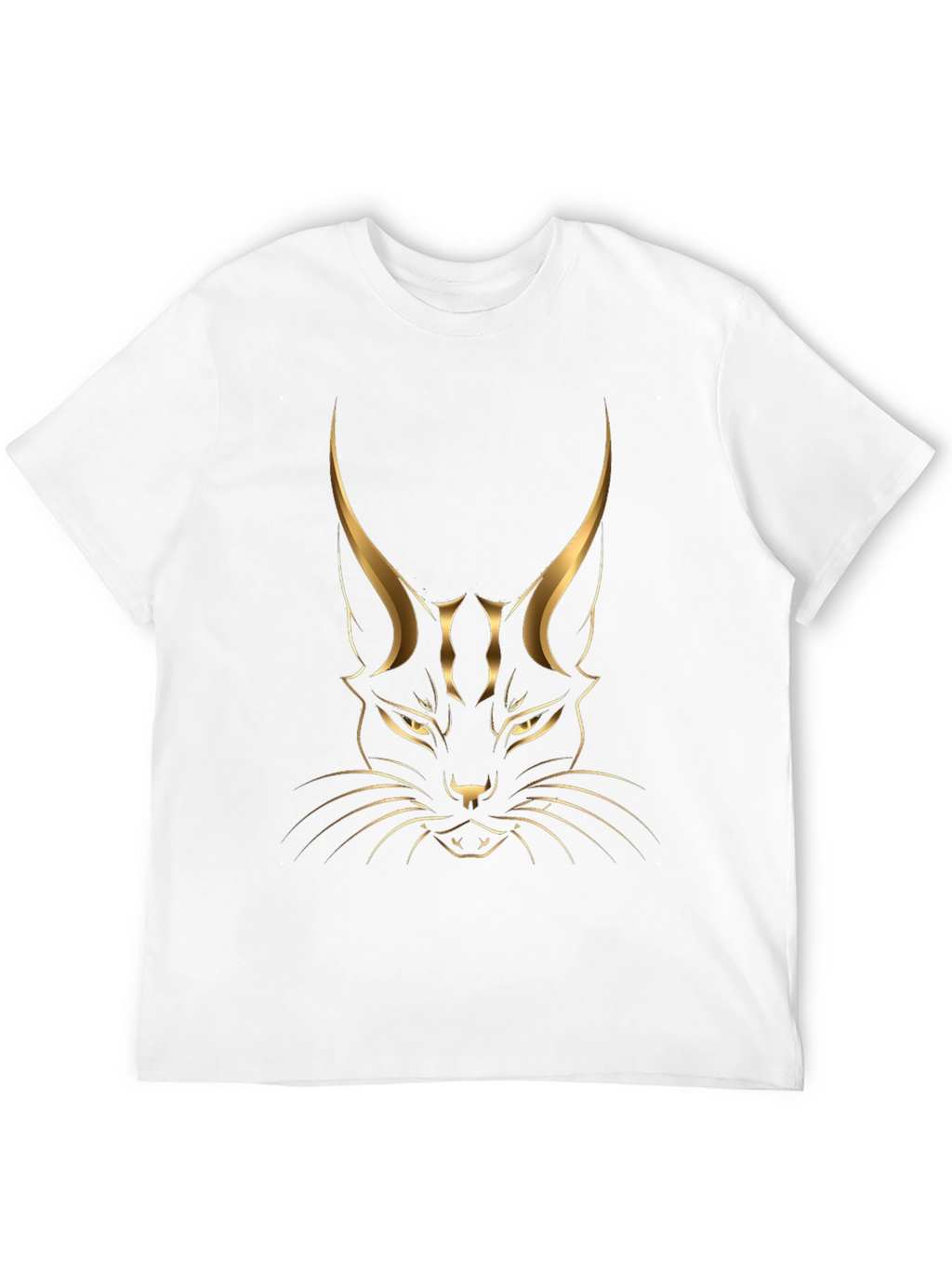 Black T-shirt with Golden Cat Graphic