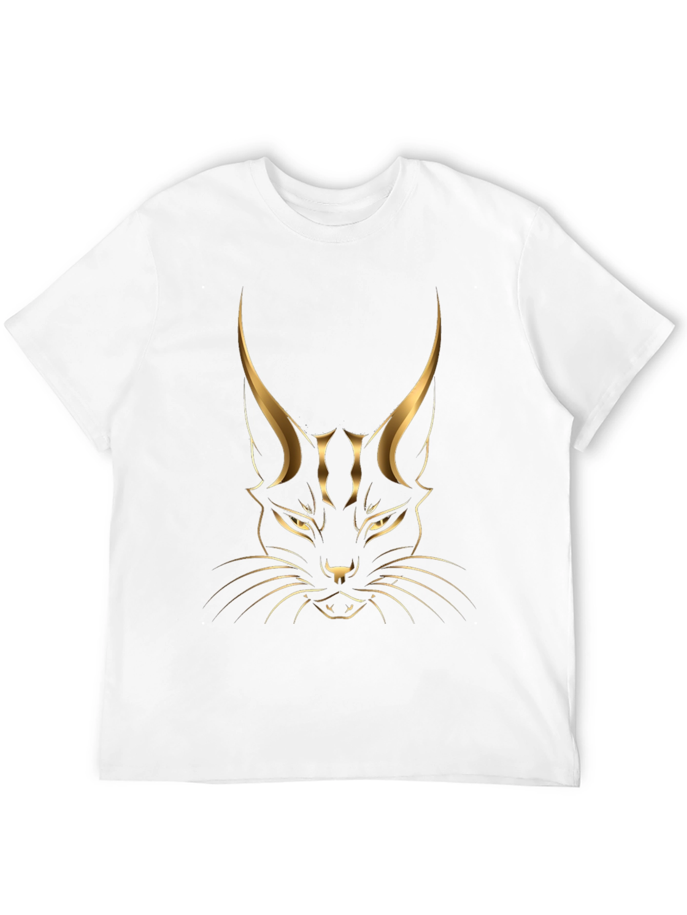 Black T-shirt with Golden Cat Graphic
