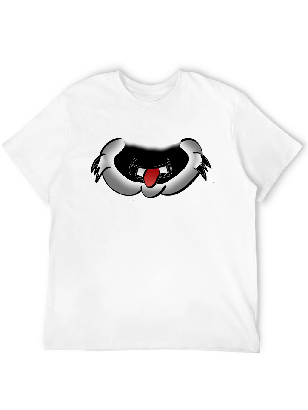 Cartoon Mouth Graphic Tee - Black Cotton Blend