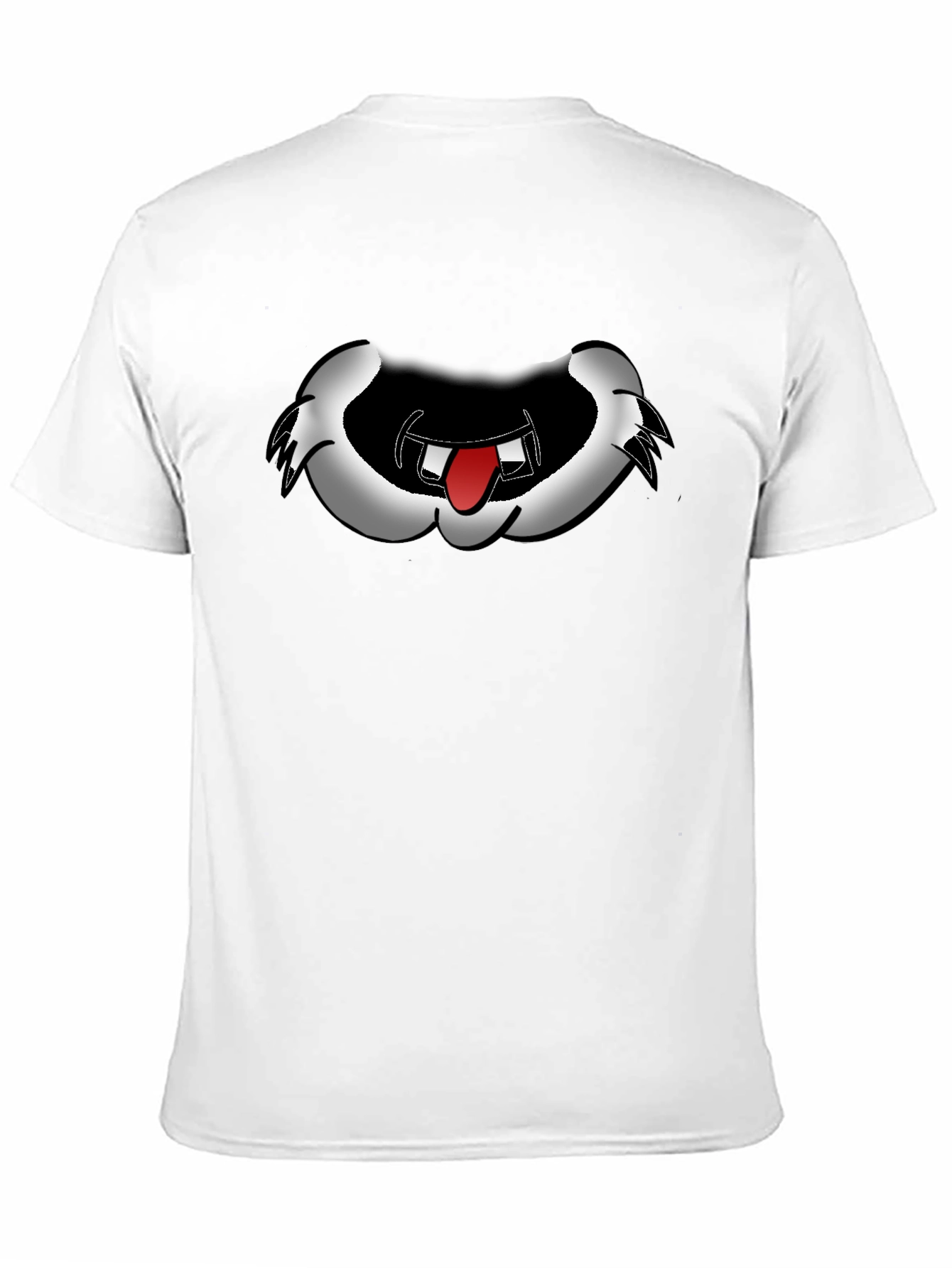 Cartoon Mouth Graphic Tee - Black Cotton Blend