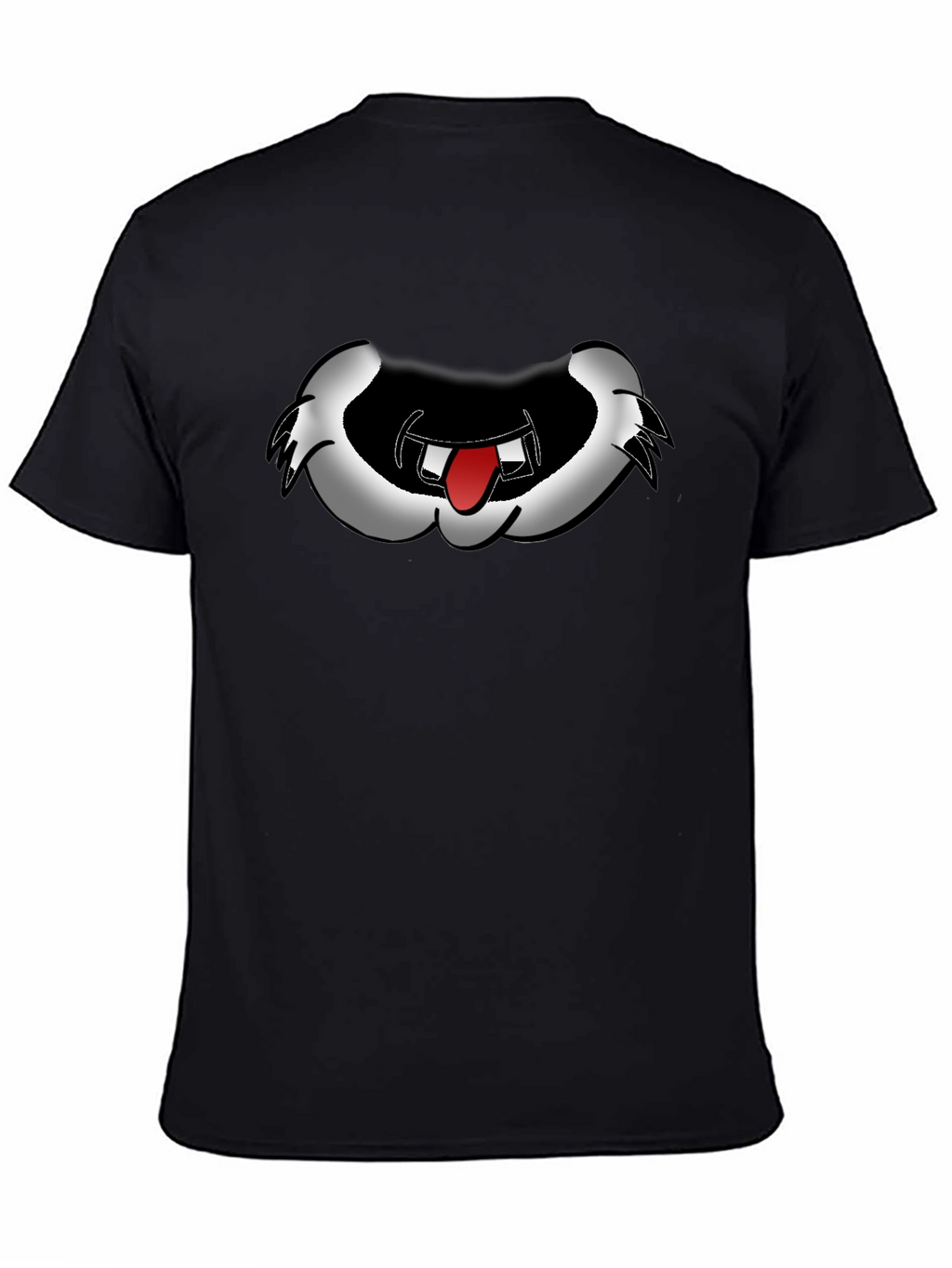 Cartoon Mouth Graphic Tee - Black Cotton Blend