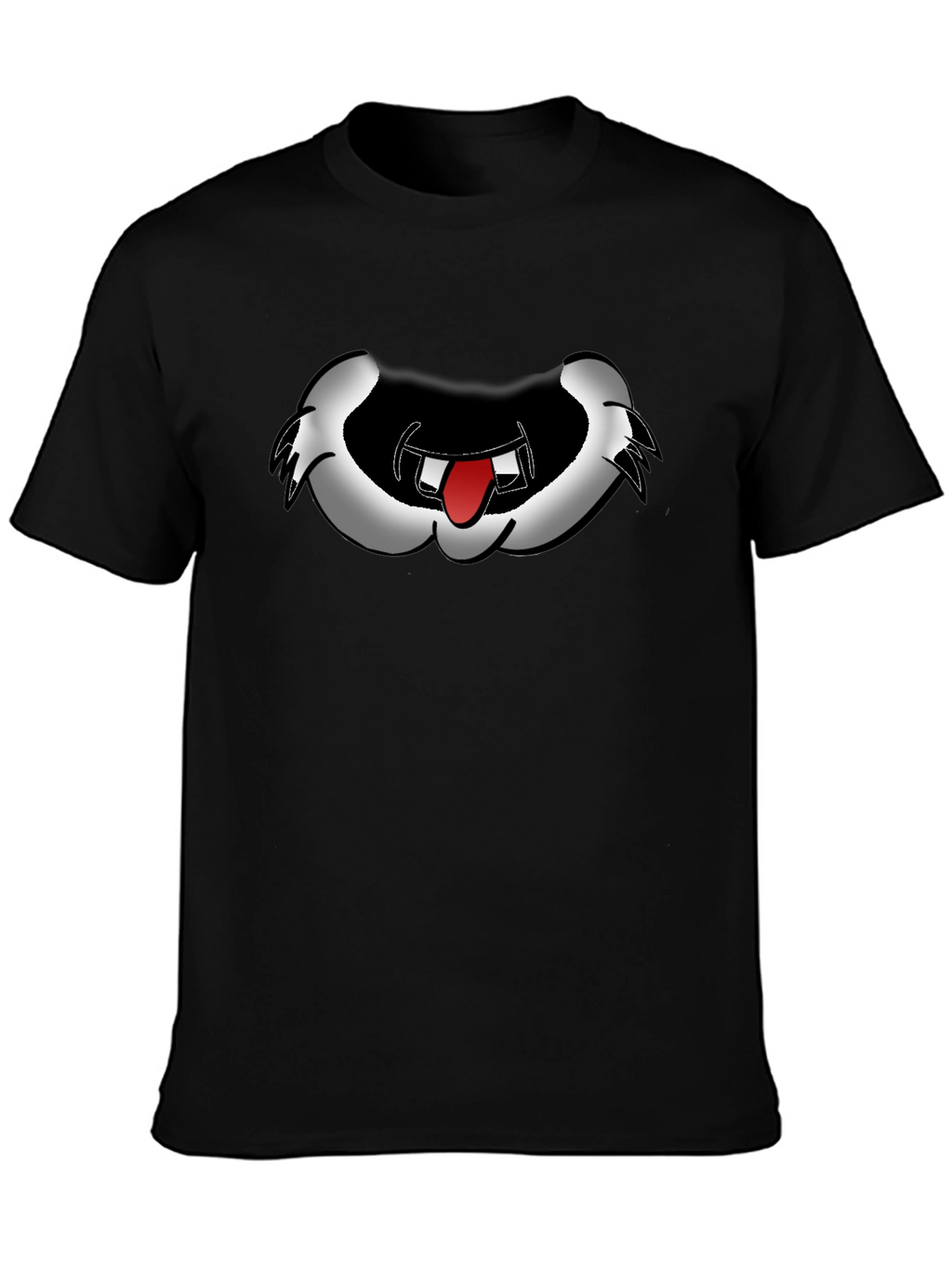 Cartoon Mouth Graphic Tee - Black Cotton Blend