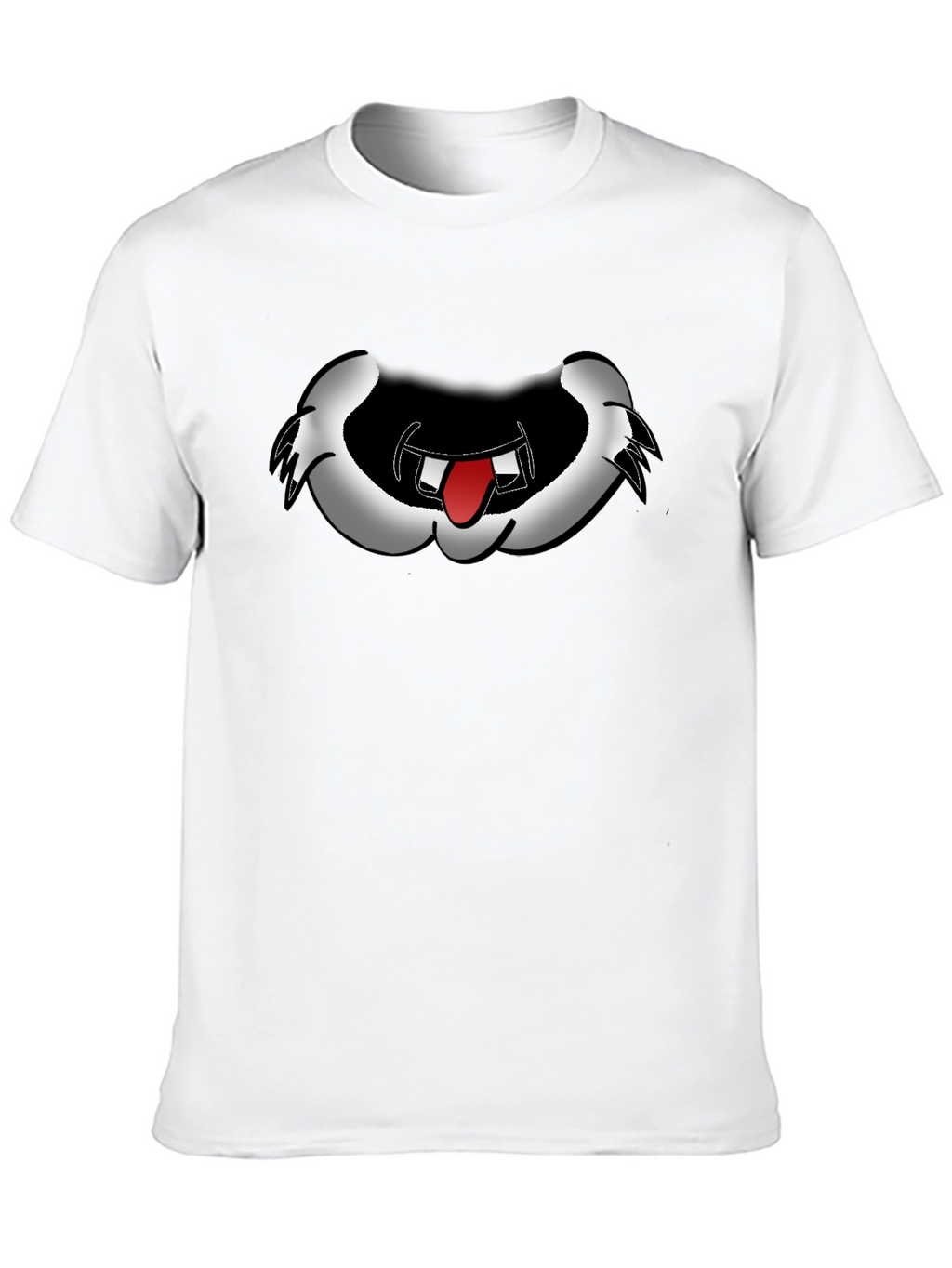 Cartoon Mouth Graphic Tee - Black Cotton Blend