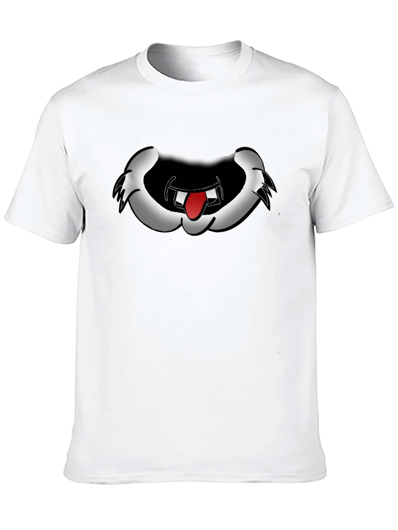 Cartoon Mouth Graphic Tee - Black Cotton Blend