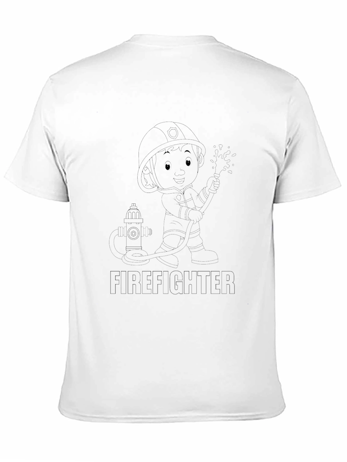 Firefighter Cartoon Black T-Shirt
