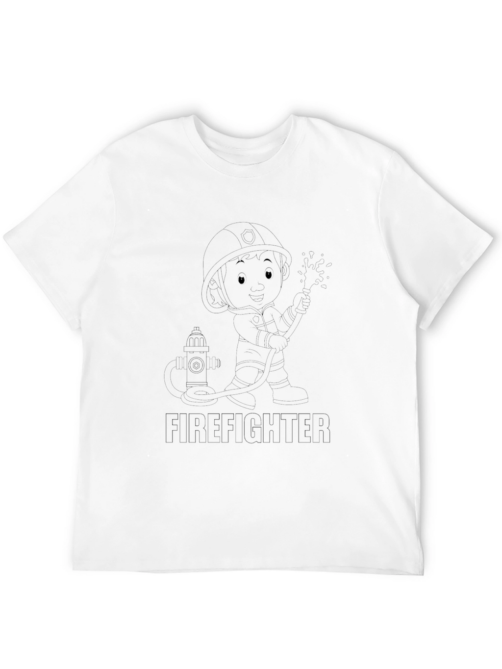 Firefighter Cartoon Black T-Shirt