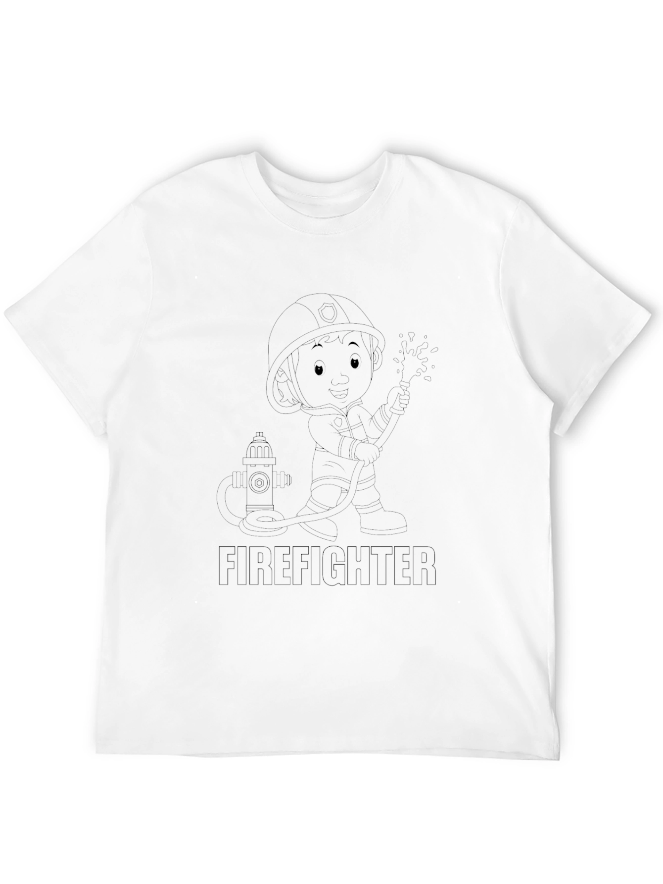 Firefighter Cartoon Black T-Shirt