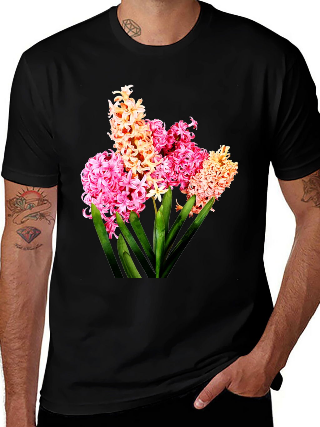 Floral Print Black T-Shirt