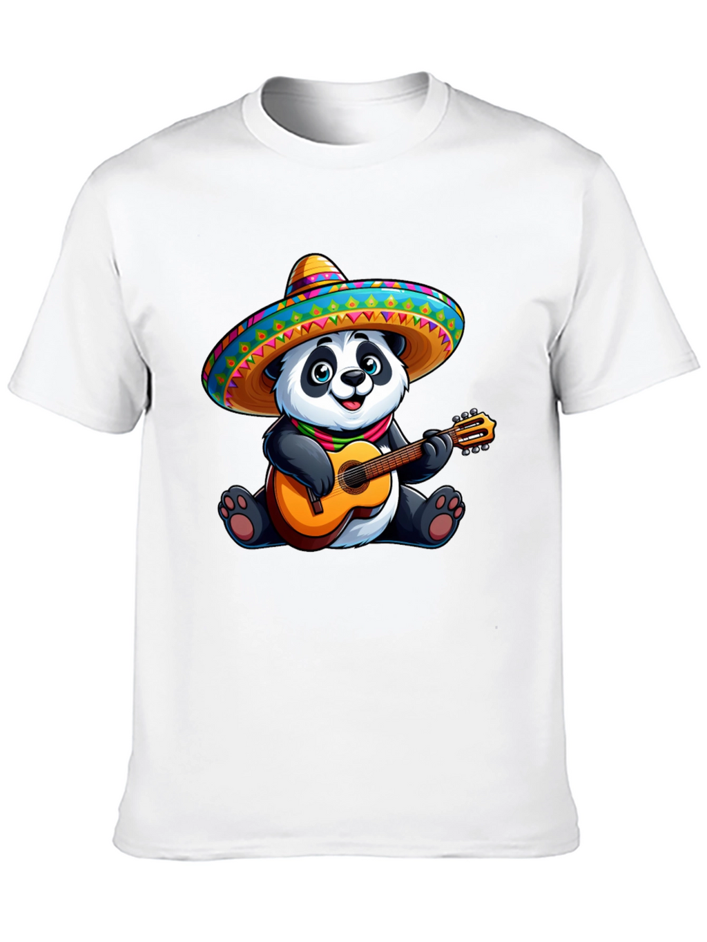 Panda Guitarist Graphic Tee - Black Cotton T-Shirt