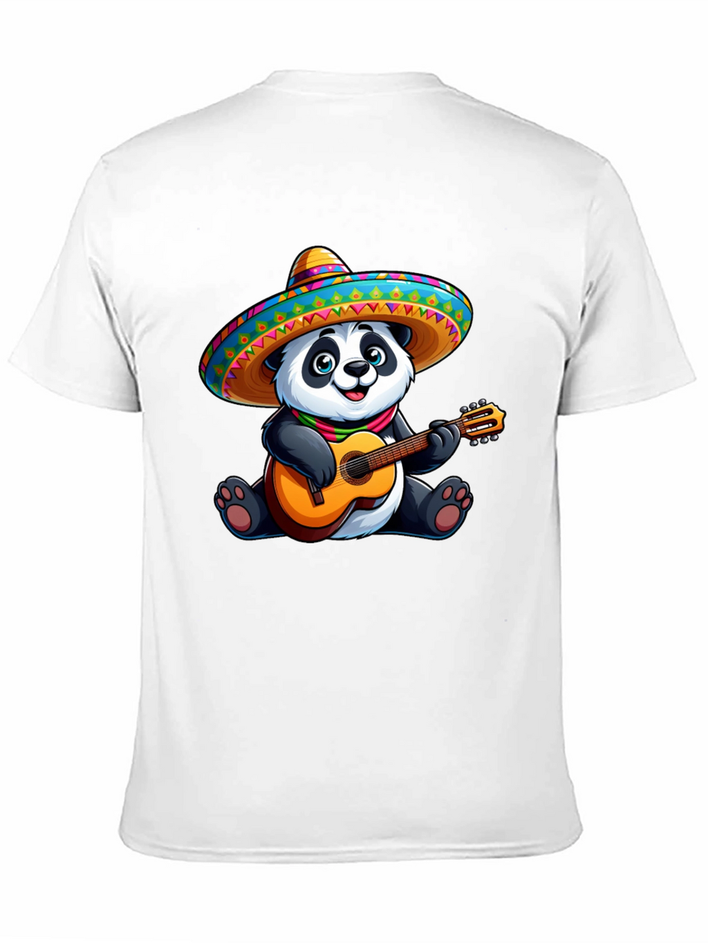 Panda Guitarist Graphic Tee - Black Cotton T-Shirt