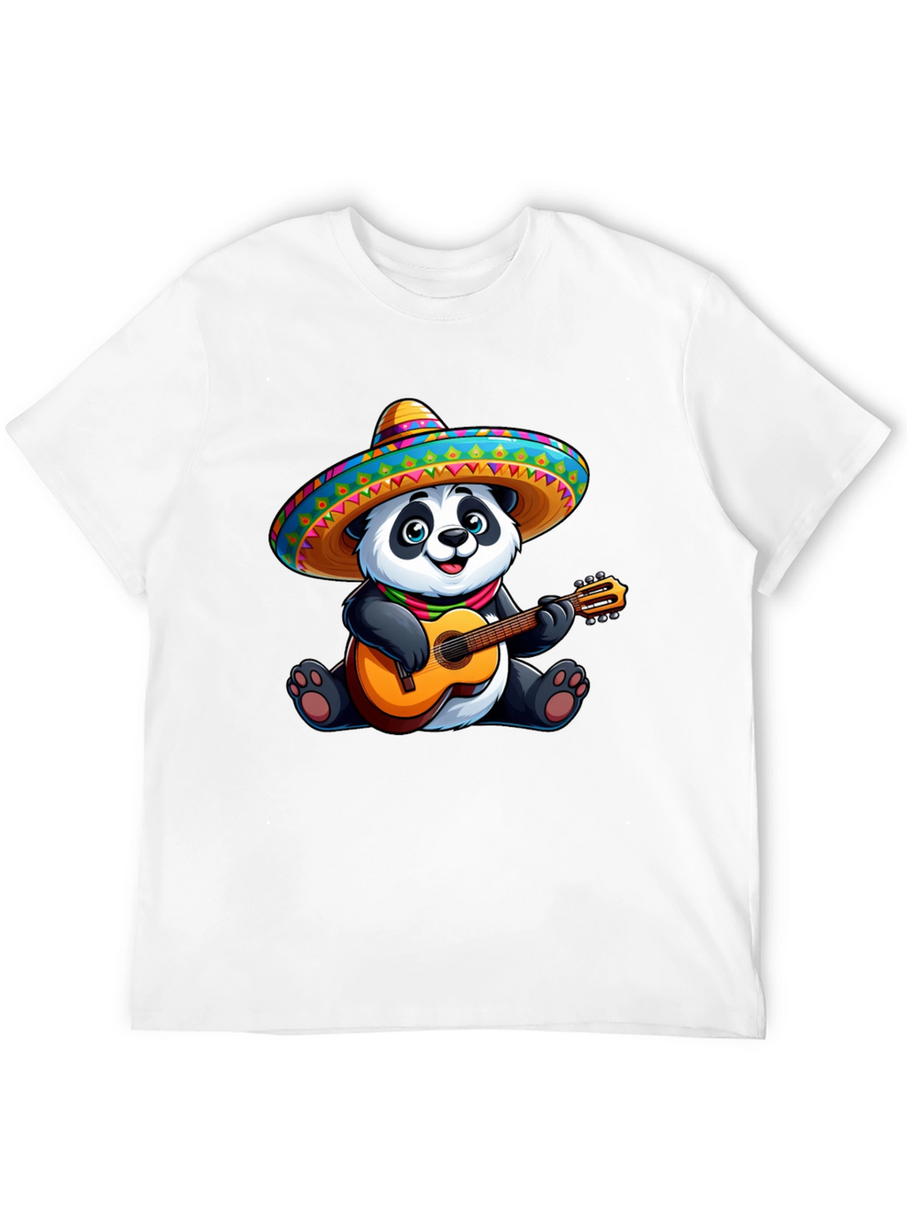Panda Guitarist Graphic Tee - Black Cotton T-Shirt