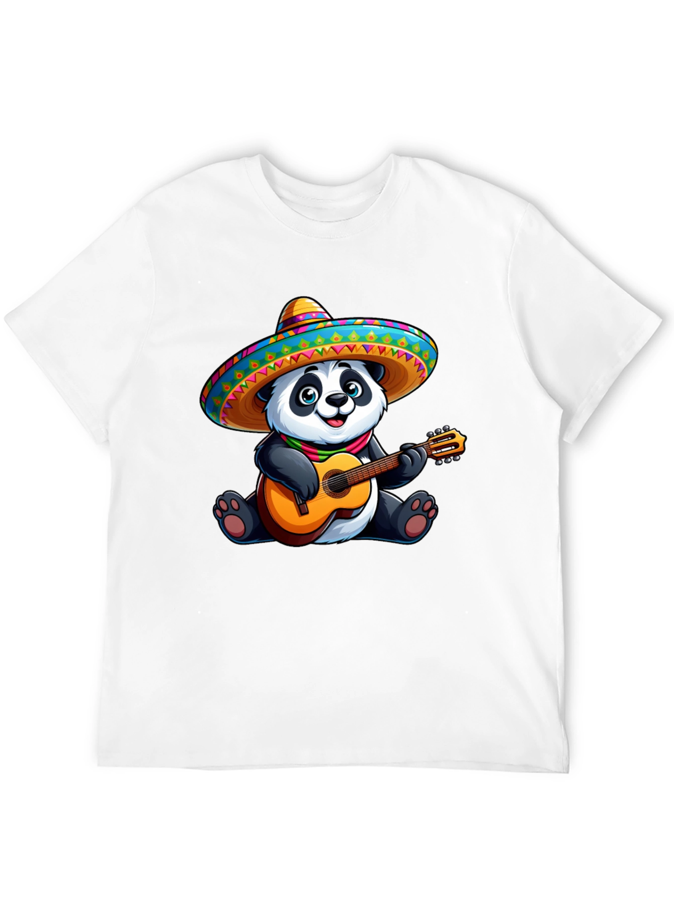 Panda Guitarist Graphic Tee - Black Cotton T-Shirt