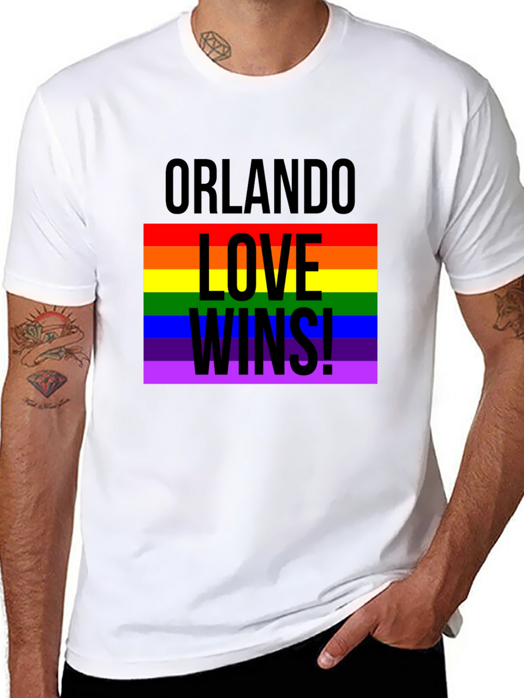 Orlando Love Wins! Black Graphic T-Shirt