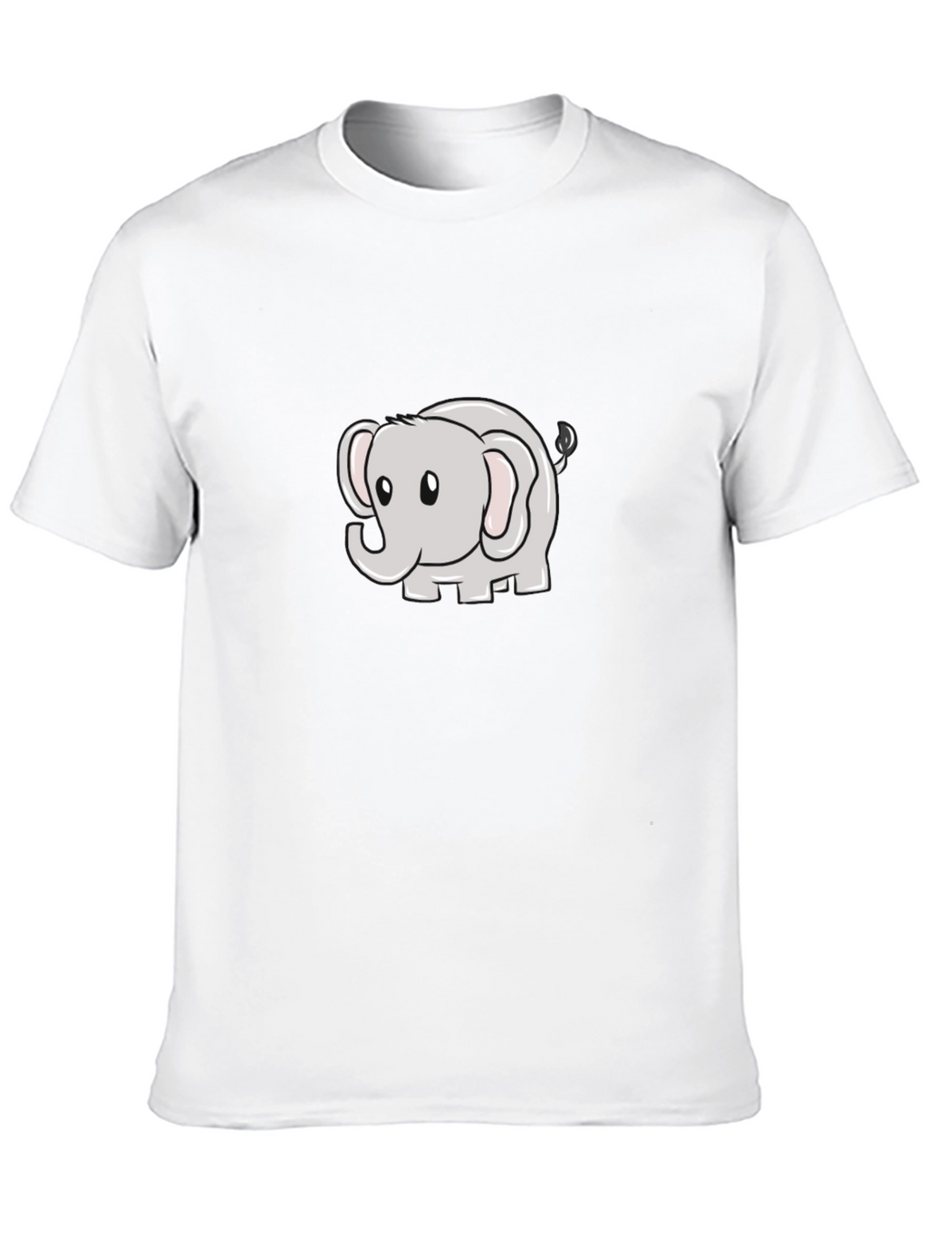 Cute Elephant Cartoon Black T-Shirt