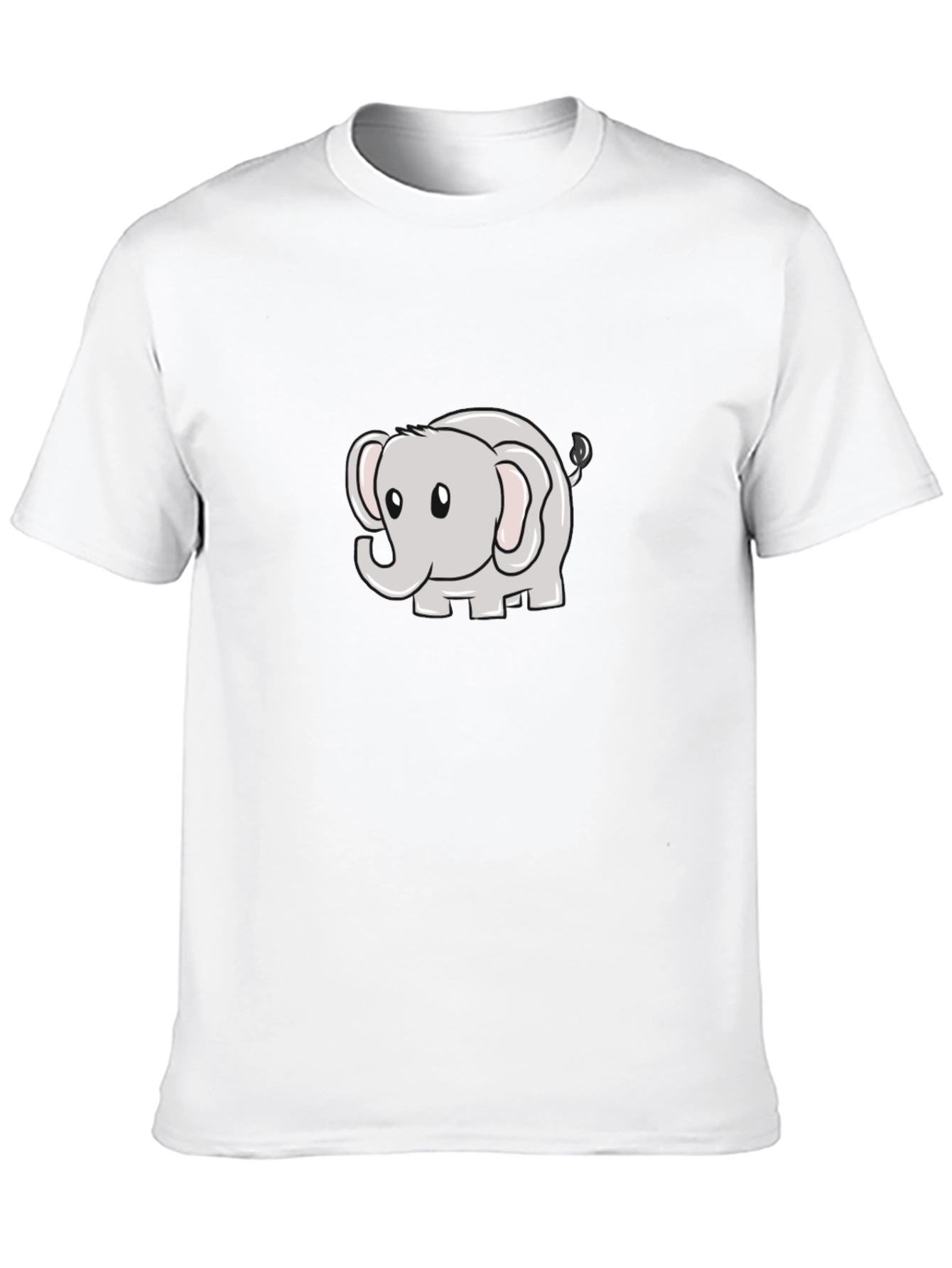 Cute Elephant Cartoon Black T-Shirt