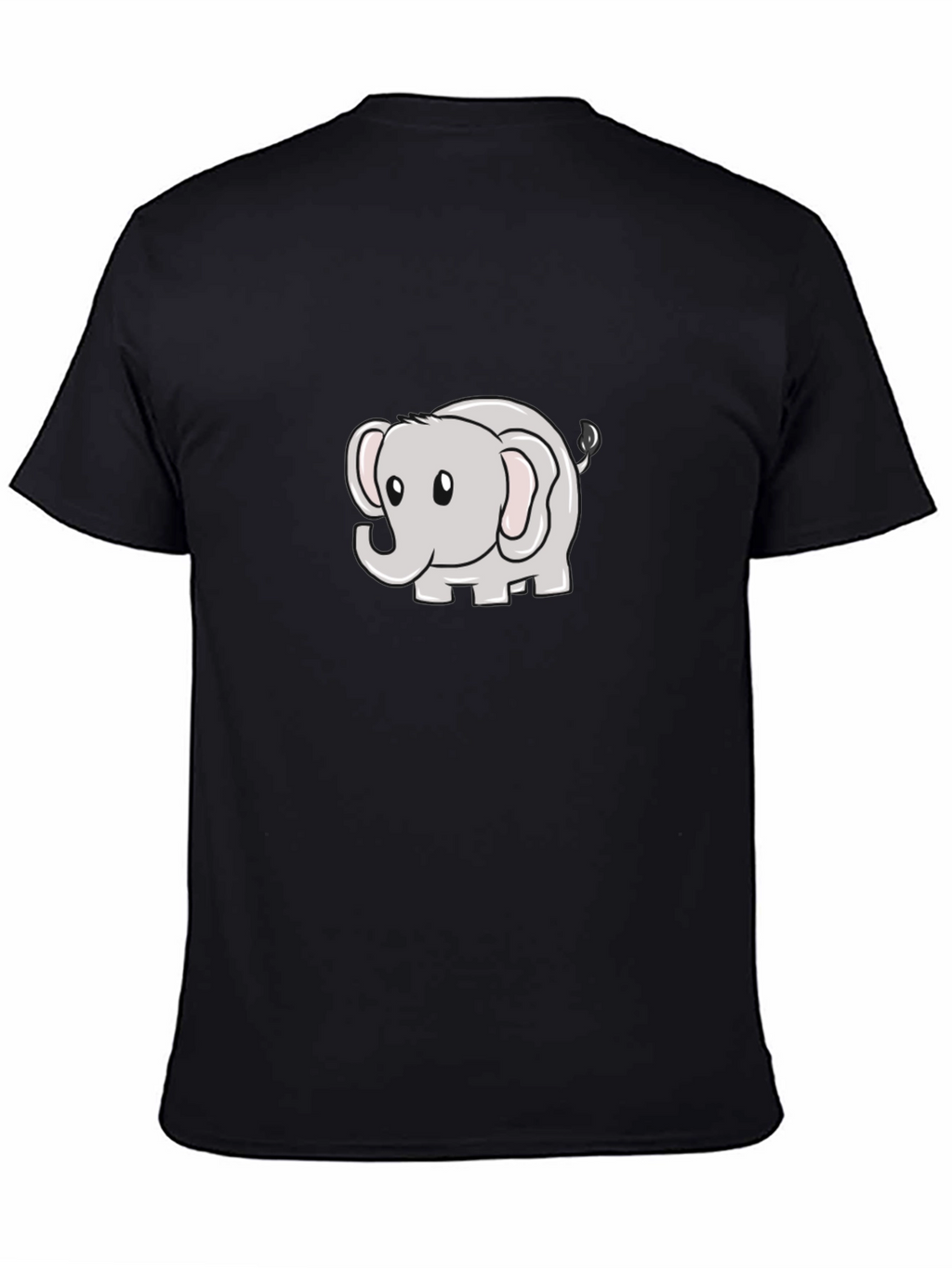 Cute Elephant Cartoon Black T-Shirt