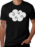 Cloud Design Black Cotton T-Shirt