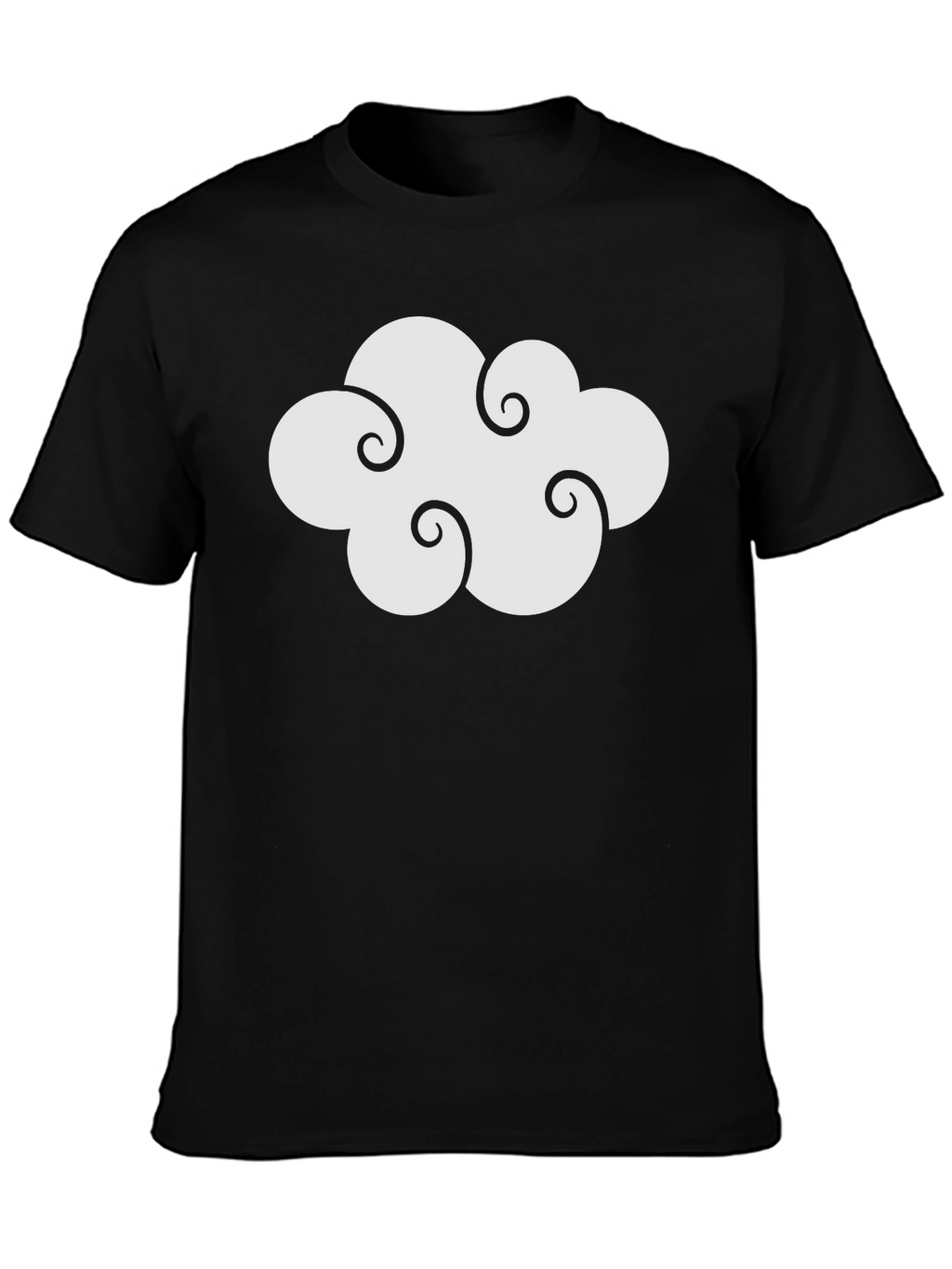 Cloud Design Black Cotton T-Shirt