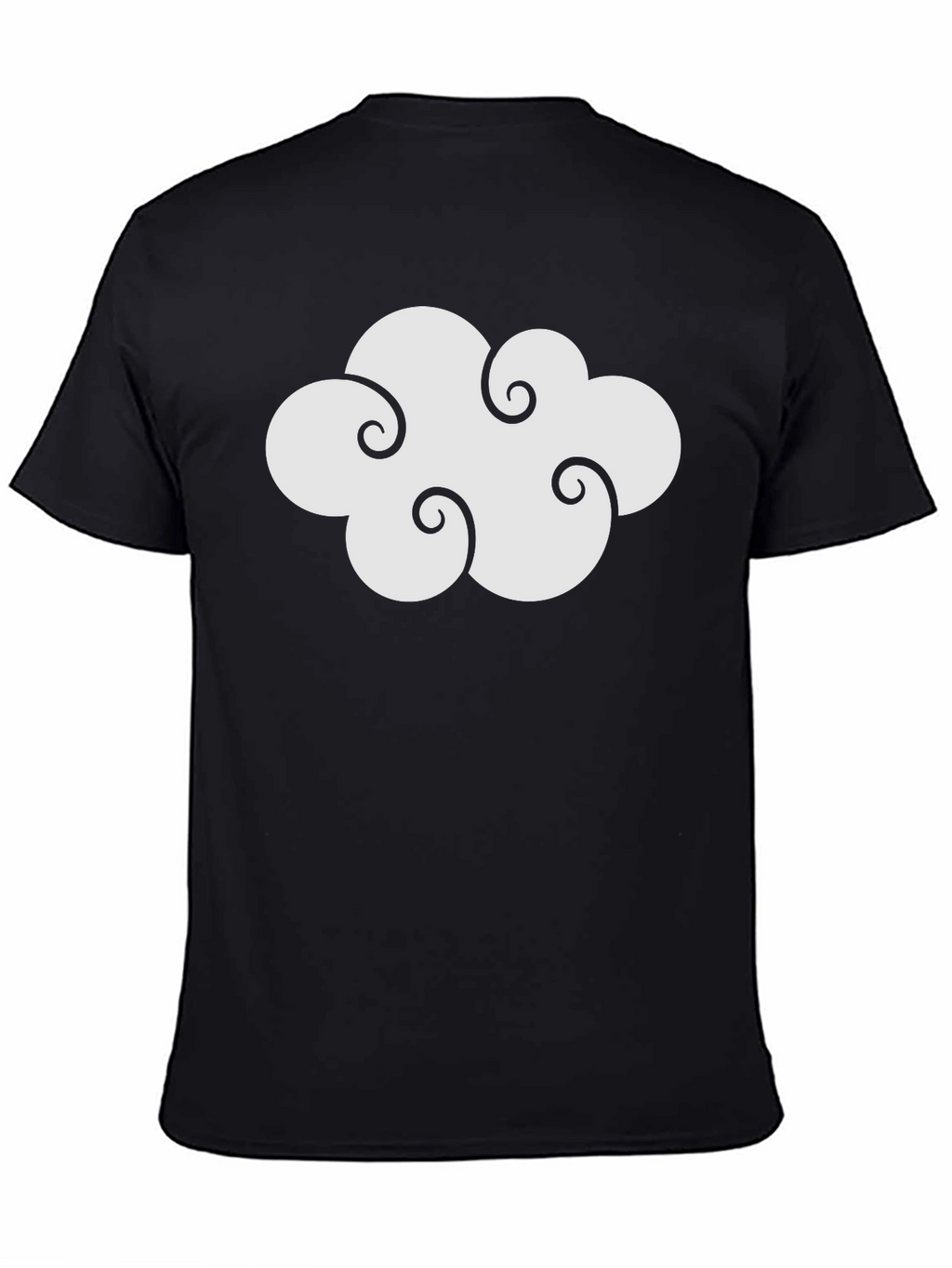 Cloud Design Black Cotton T-Shirt
