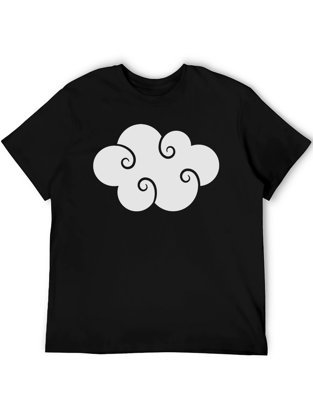 Cloud Design Black Cotton T-Shirt