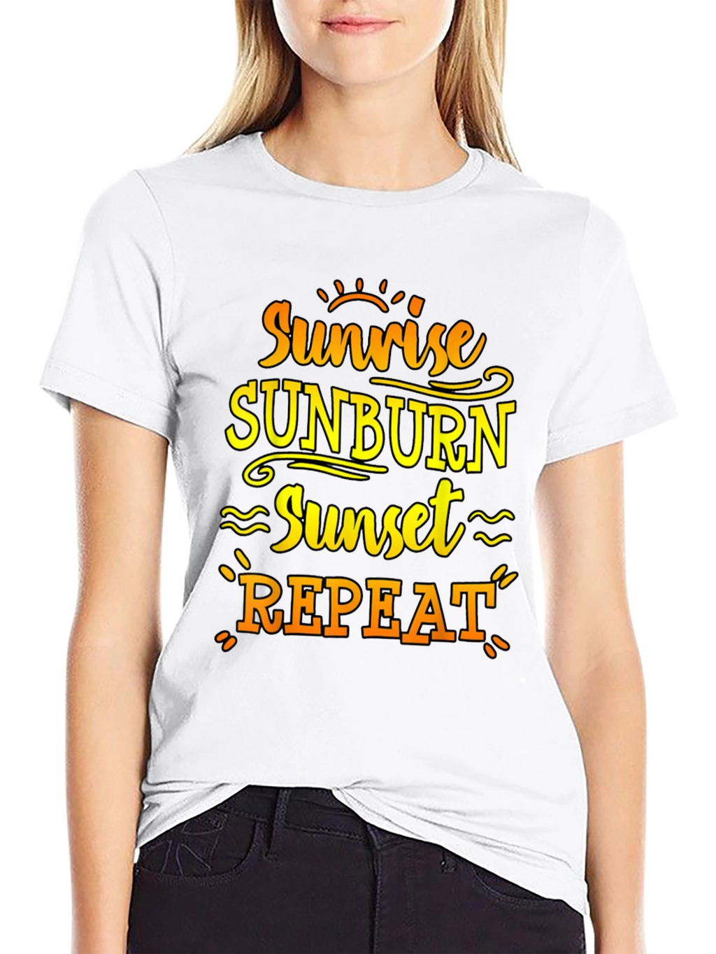 Sunrise Sunburn Sunset Repeat Black T-Shirt