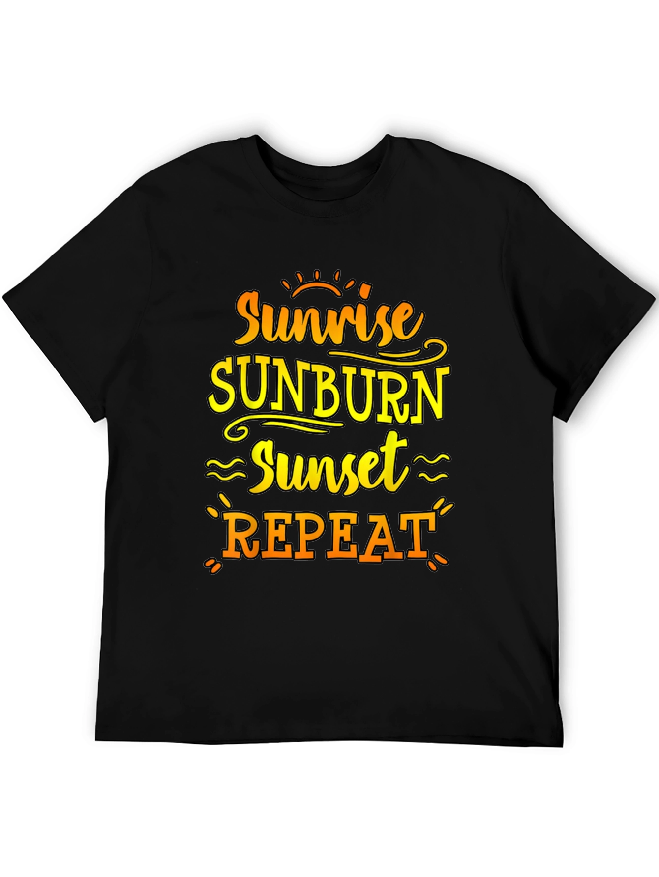 Sunrise Sunburn Sunset Repeat Black T-Shirt