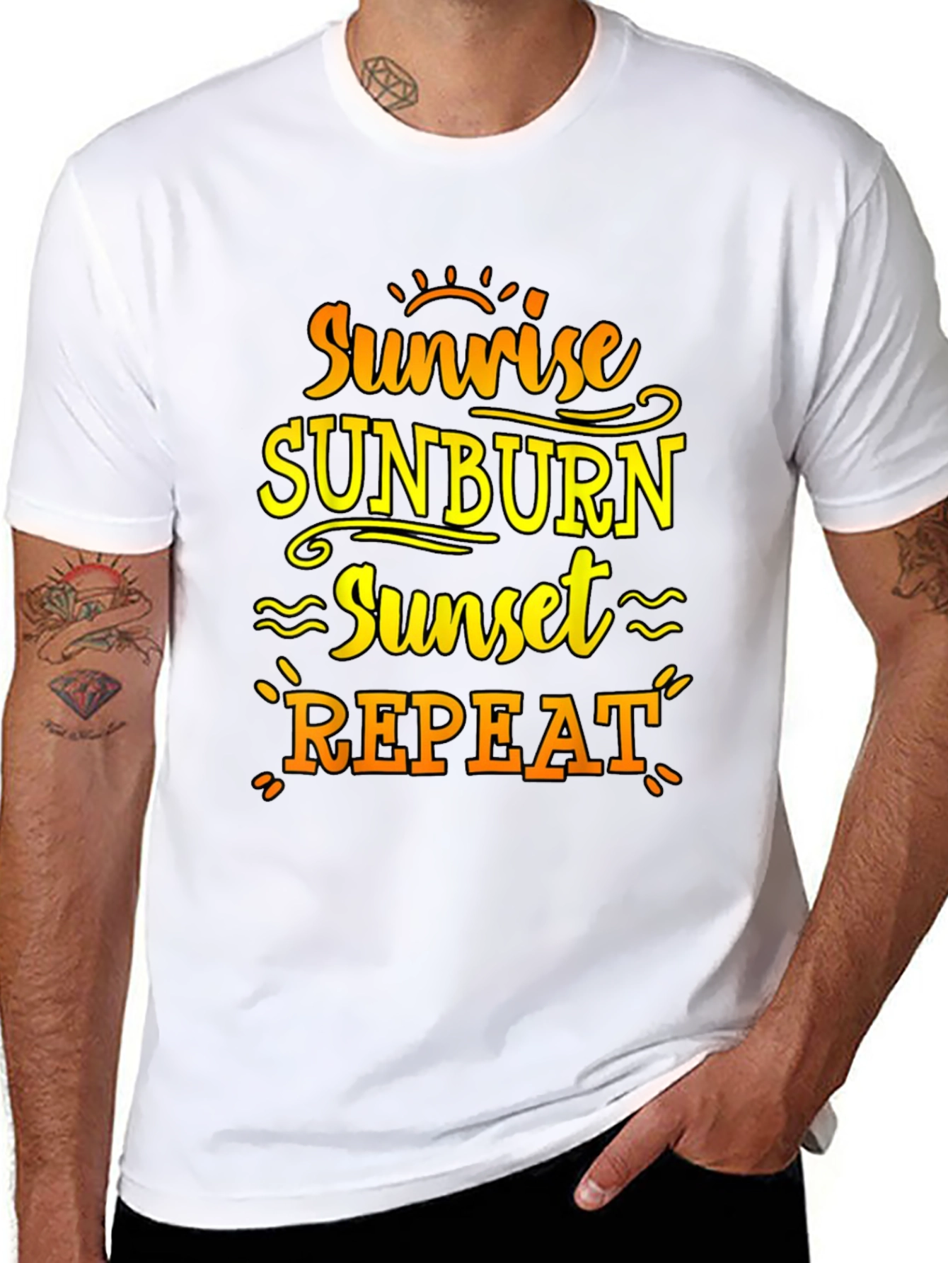 Sunrise Sunburn Sunset Repeat Black T-Shirt