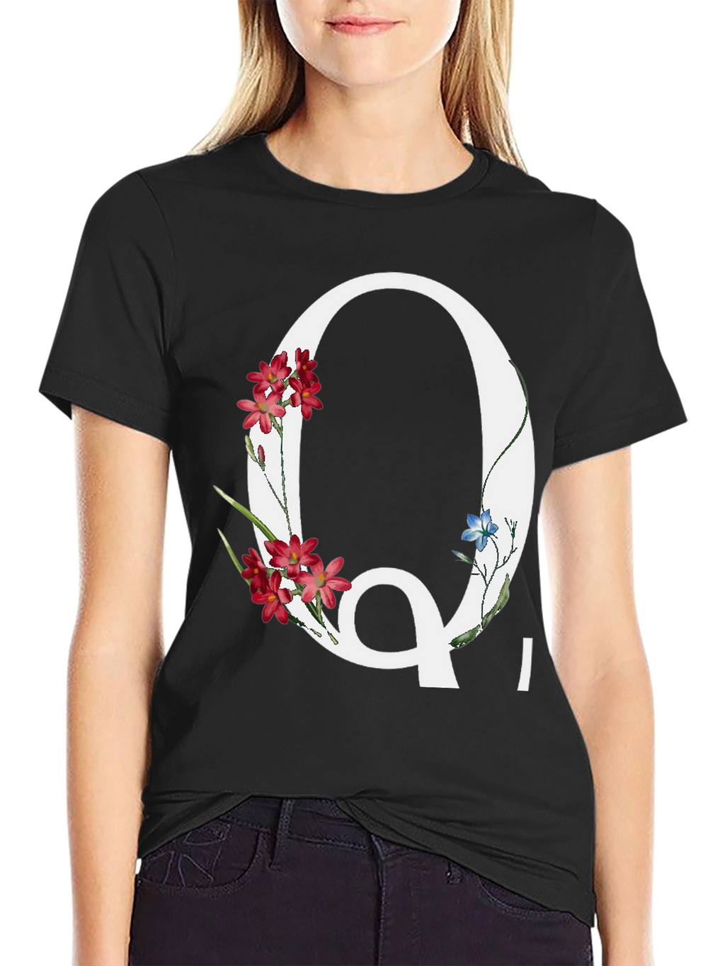 Floral Letter Q Graphic Tee