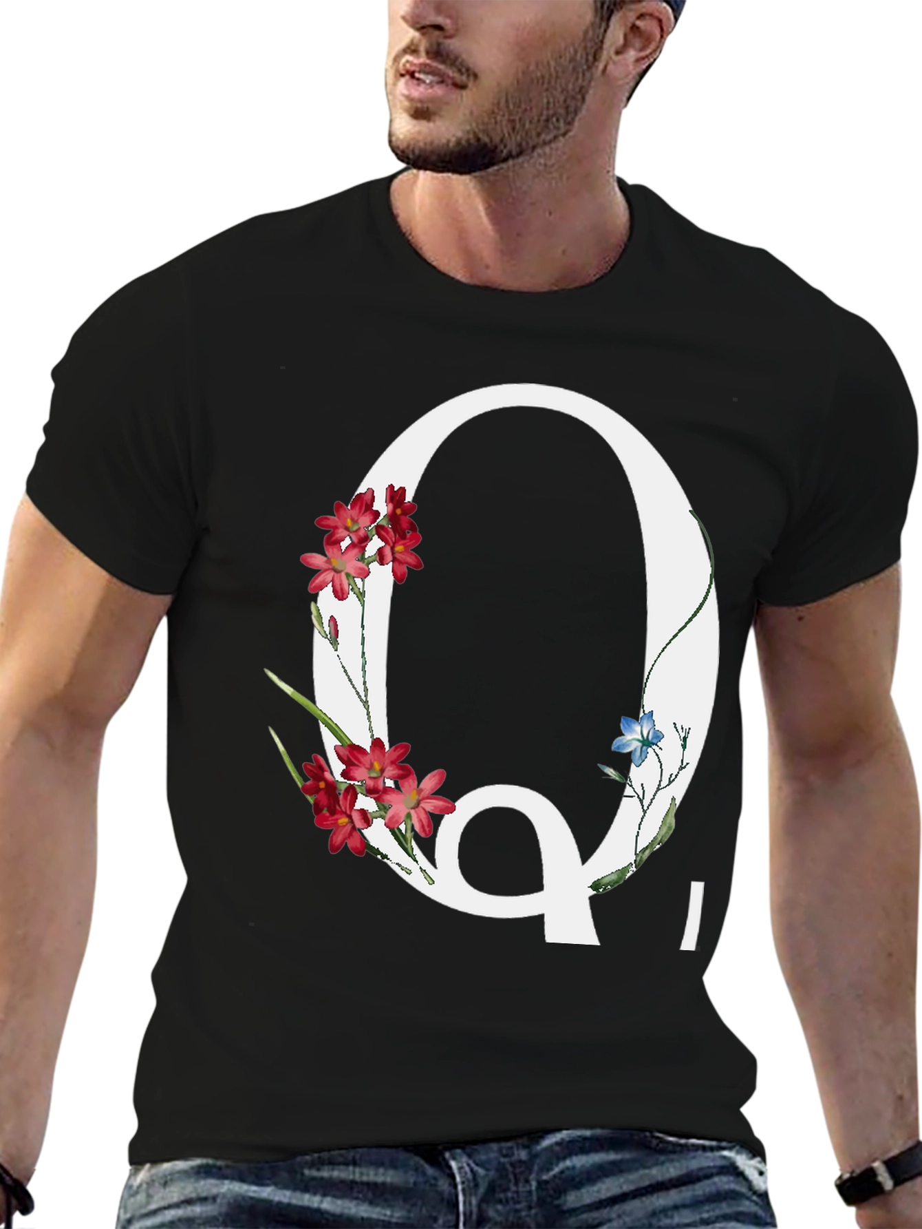 Floral Letter Q Graphic Tee