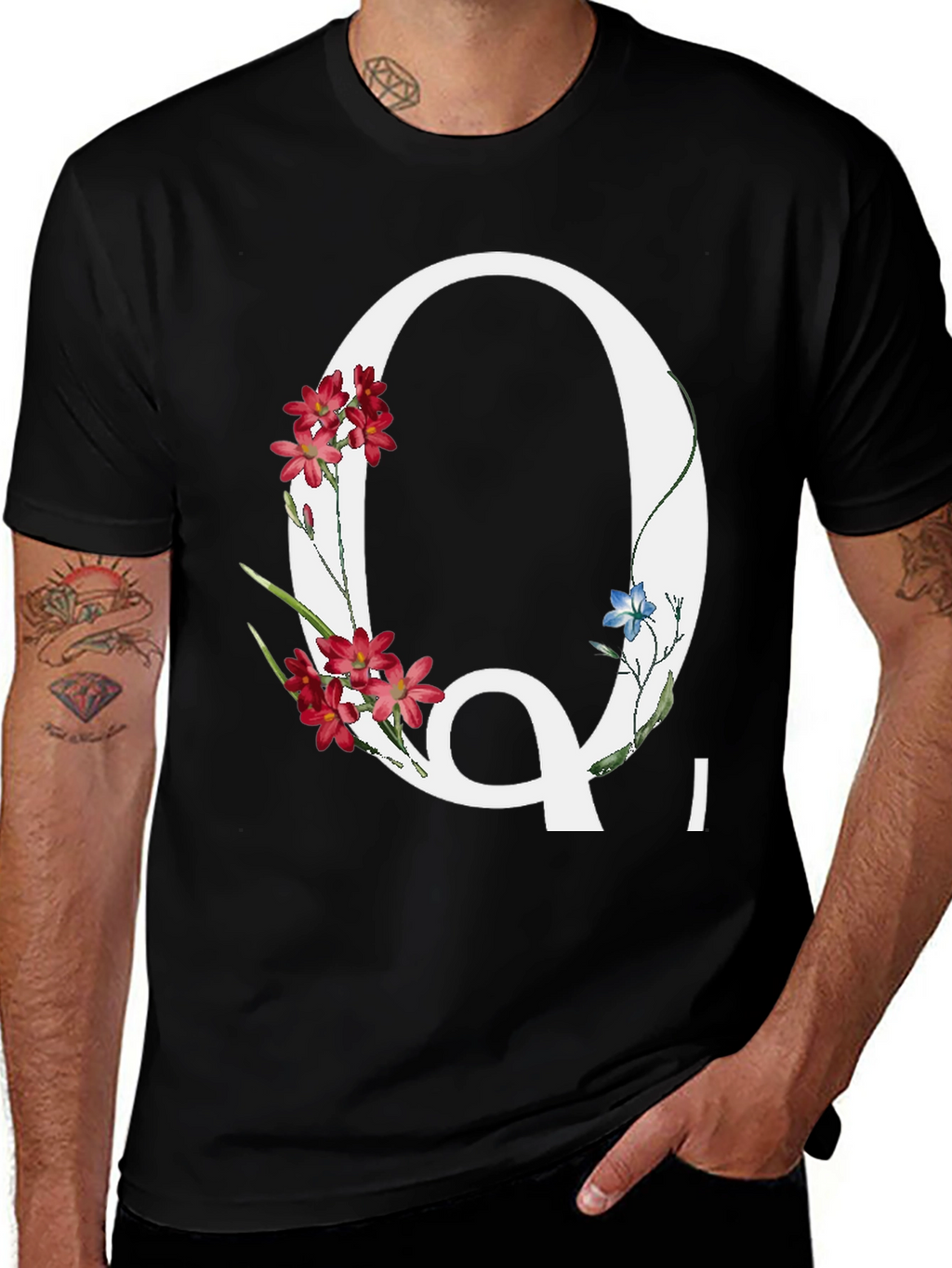 Floral Letter Q Graphic Tee