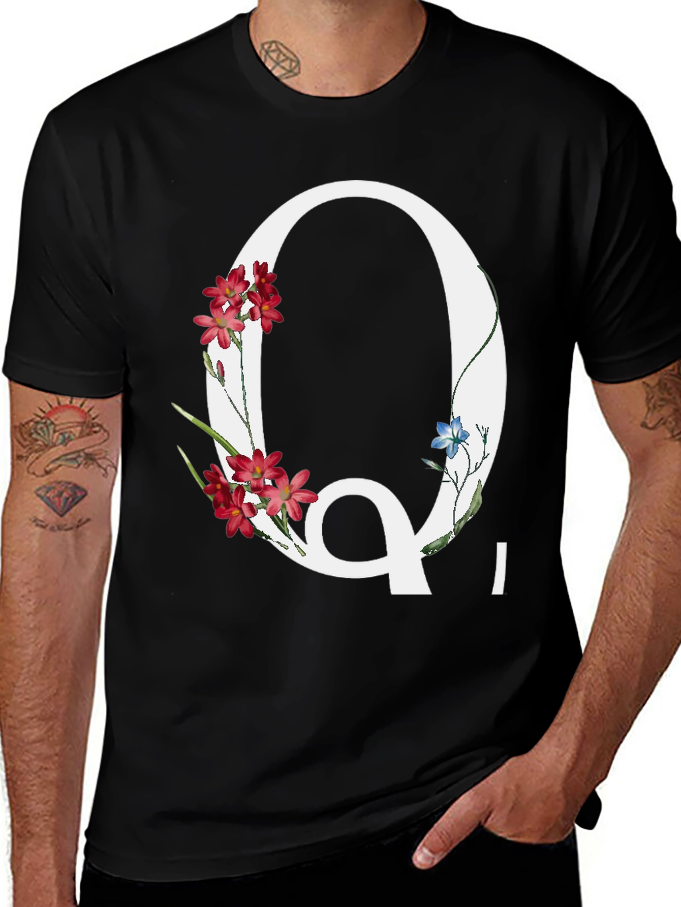 Floral Letter Q Graphic Tee