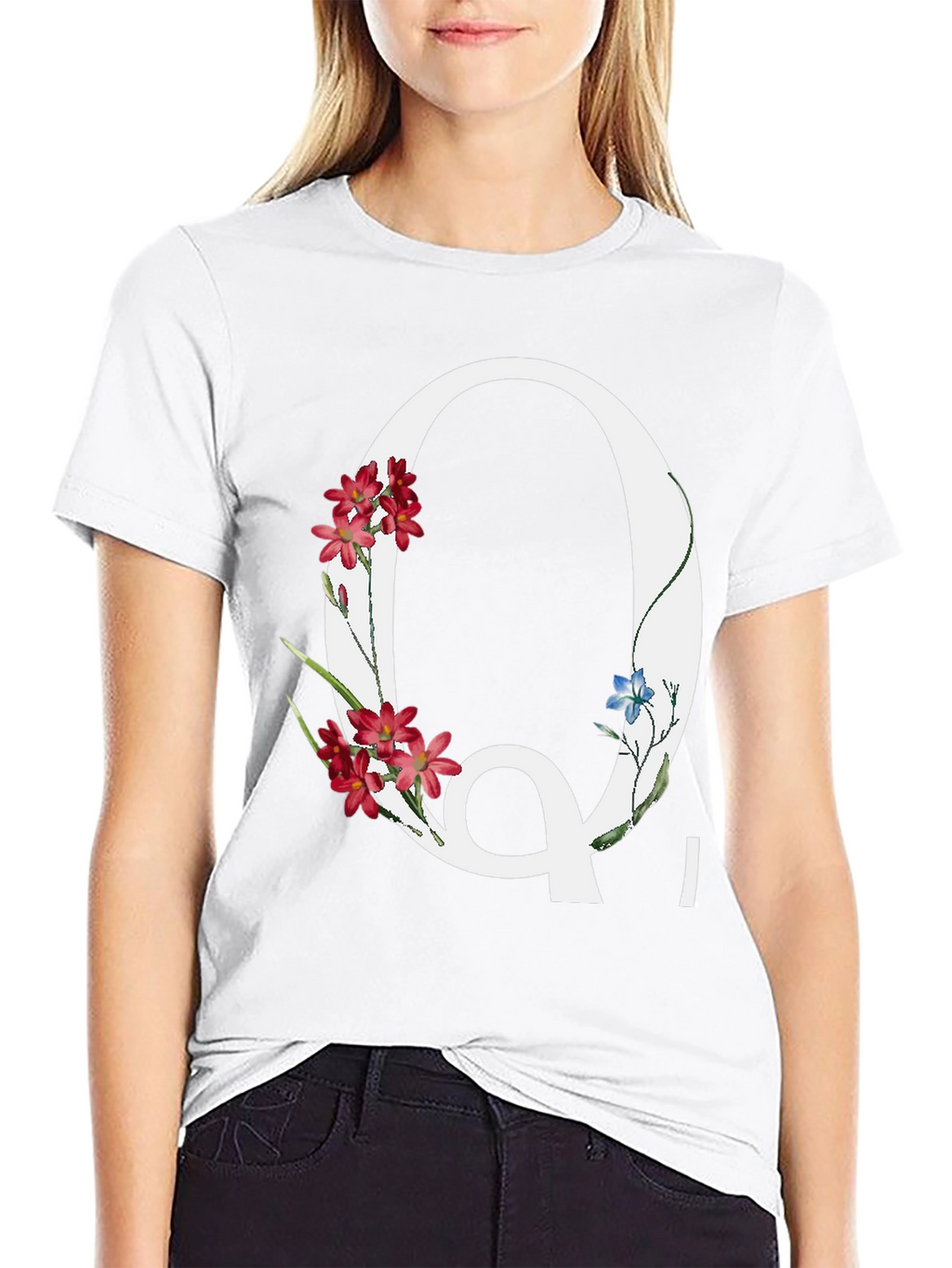 Floral Letter Q Graphic Tee