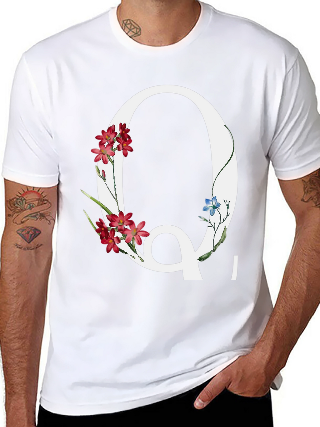 Floral Letter Q Graphic Tee