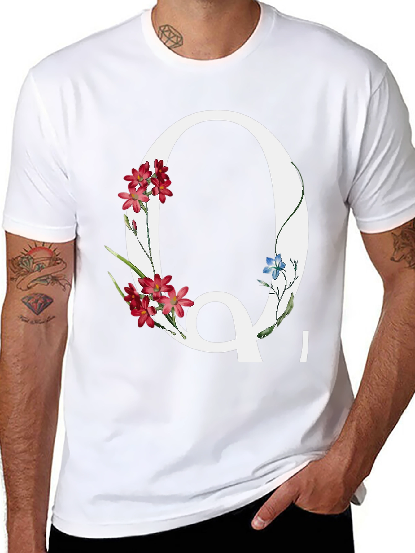 Floral Letter Q Graphic Tee